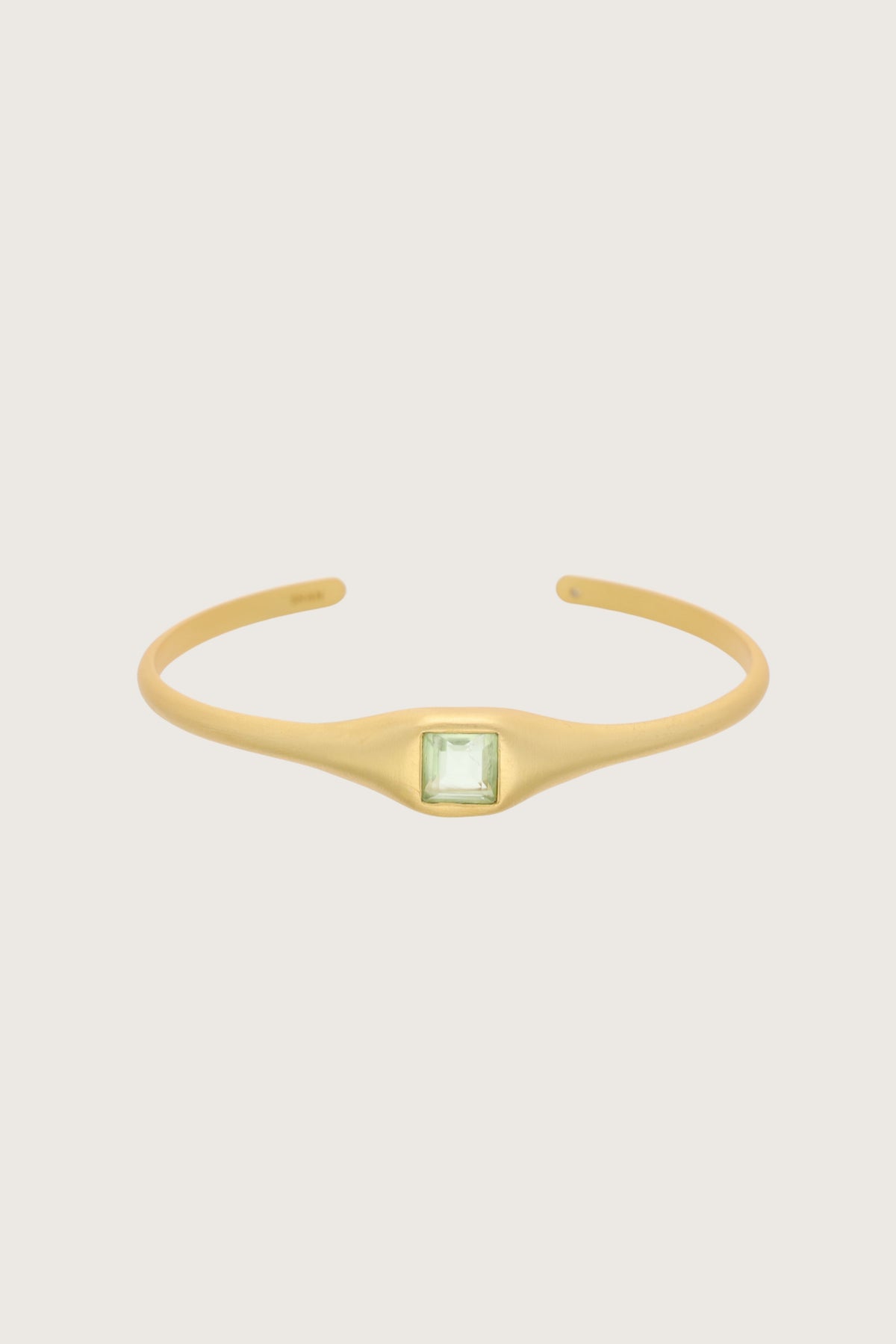 Bracciale Leher con ametista verde, placcato in oro fino riciclato 18K, con ametista verde