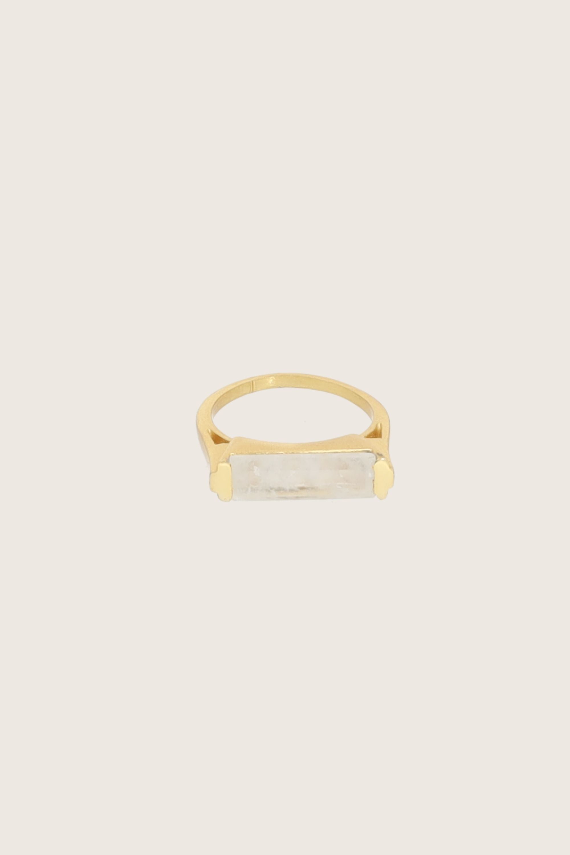 Geam 18K Recycled Fine Gold Plated Rainbow Moonstone Ring