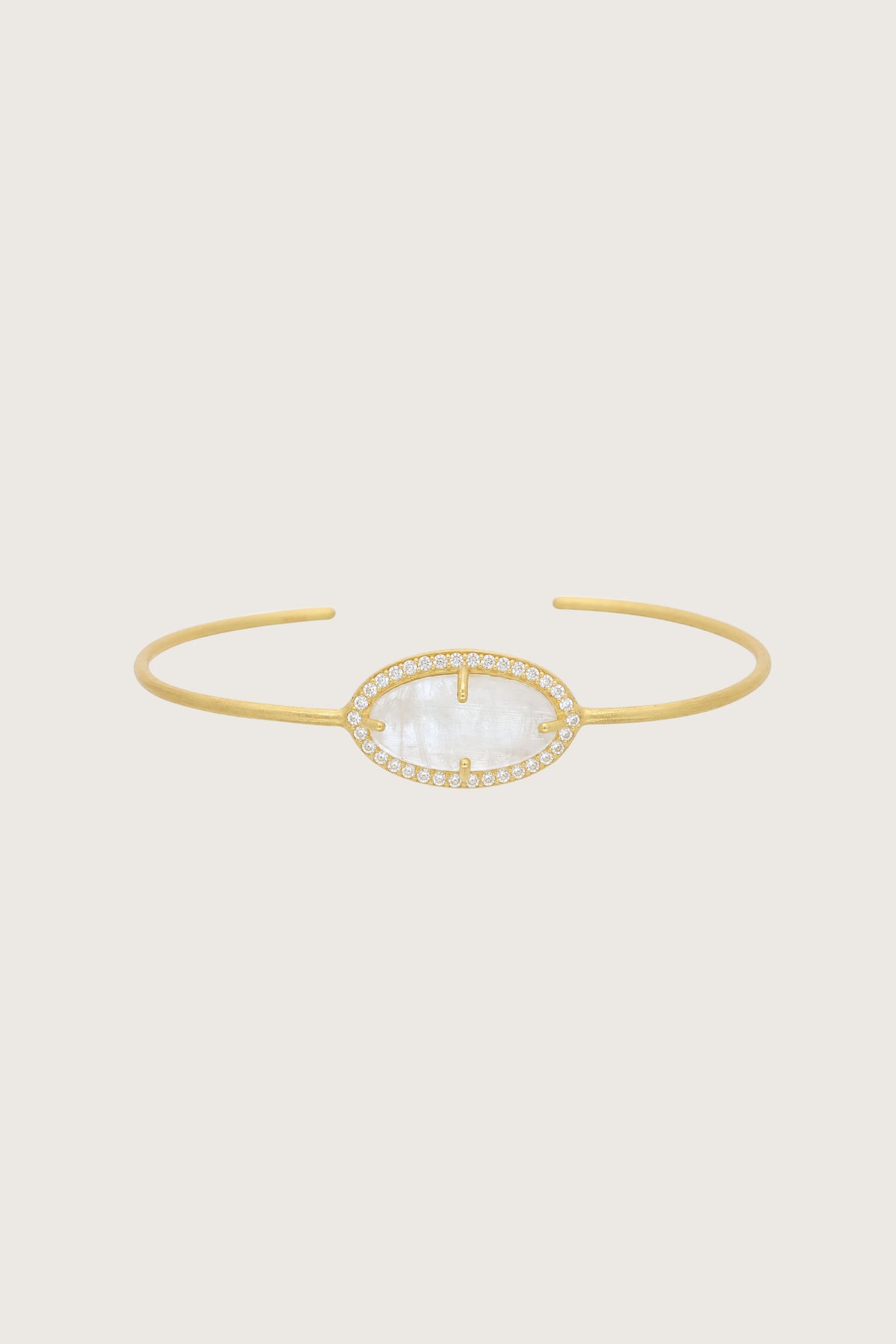 Bracciale Mata in pietra di luna arcobaleno, placcato in oro fino riciclato 18K, pietra di luna arcobaleno