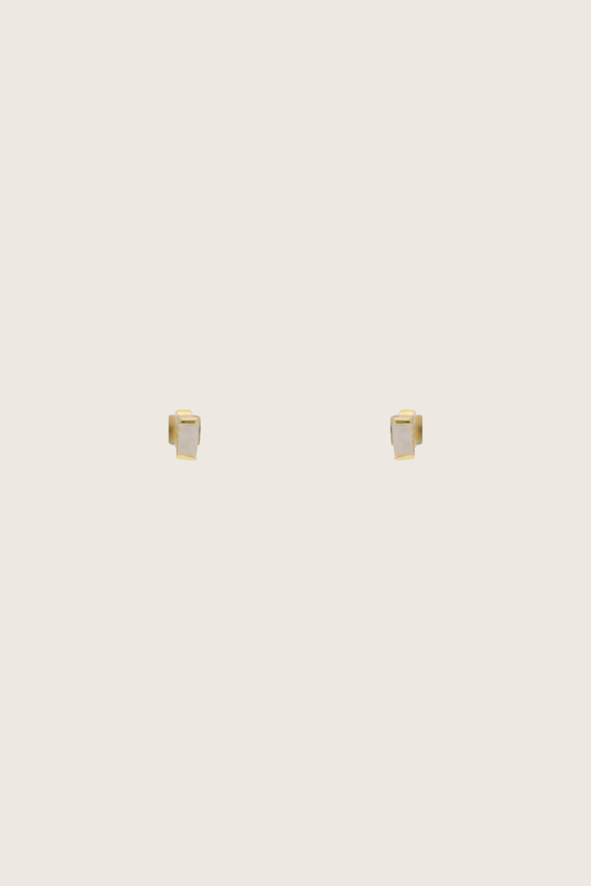 Siniu 18K Recycled Fine Gold Plated Rainbow Moonstone Earrings - 925 Silver Posts