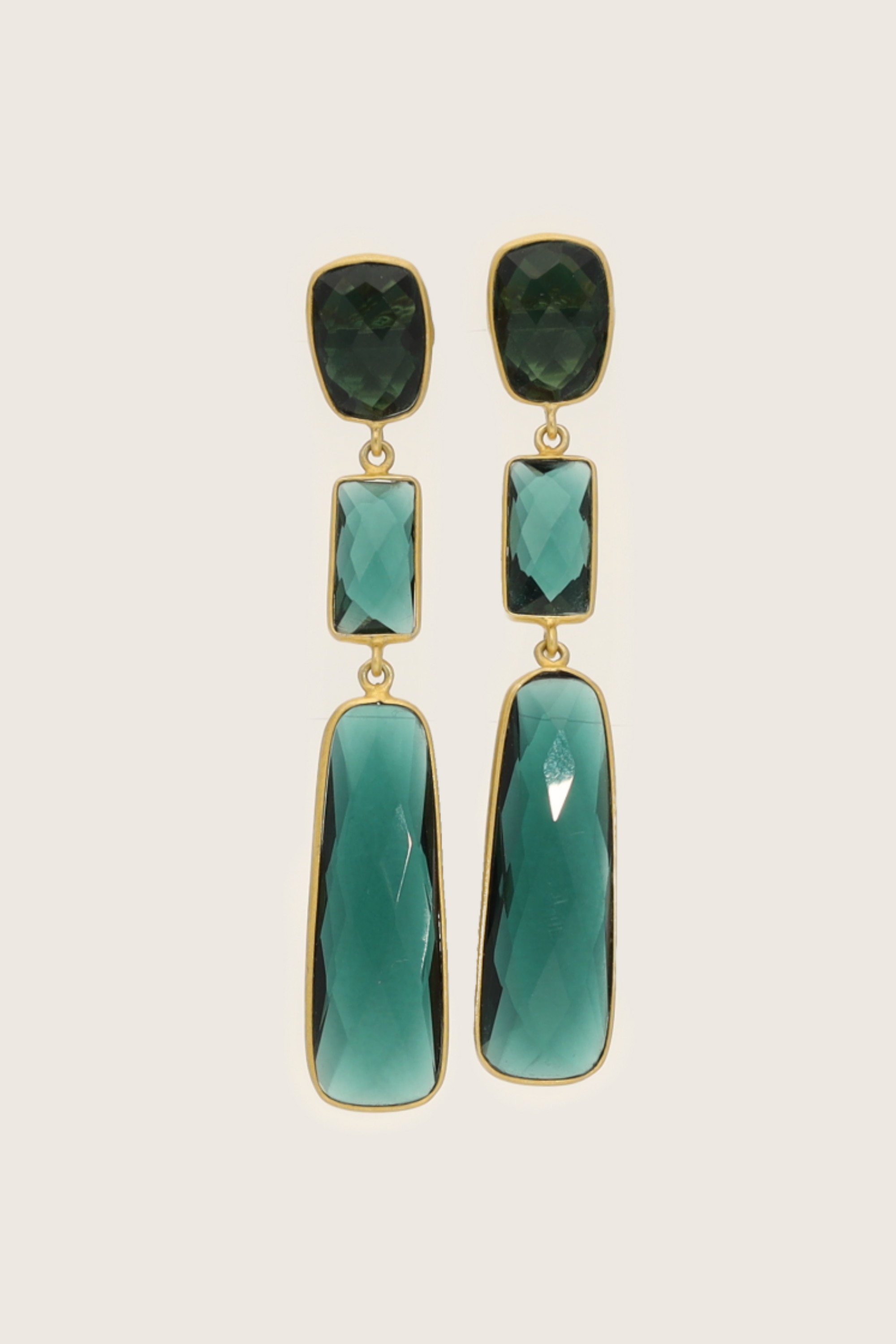 Tota 18K Recycled Fine Gold Plated Blue Topaz Earrings - 925 Silver Posts