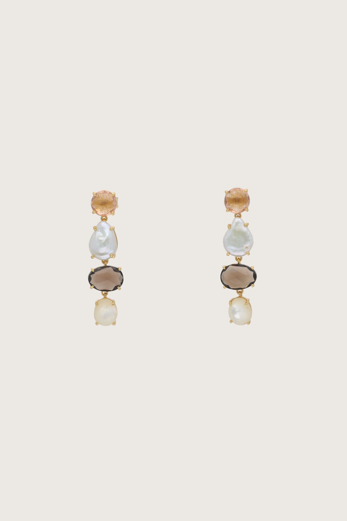 Orecchini Tiga con pietre multicolori, placcati in oro fino riciclato 18K, multicolore