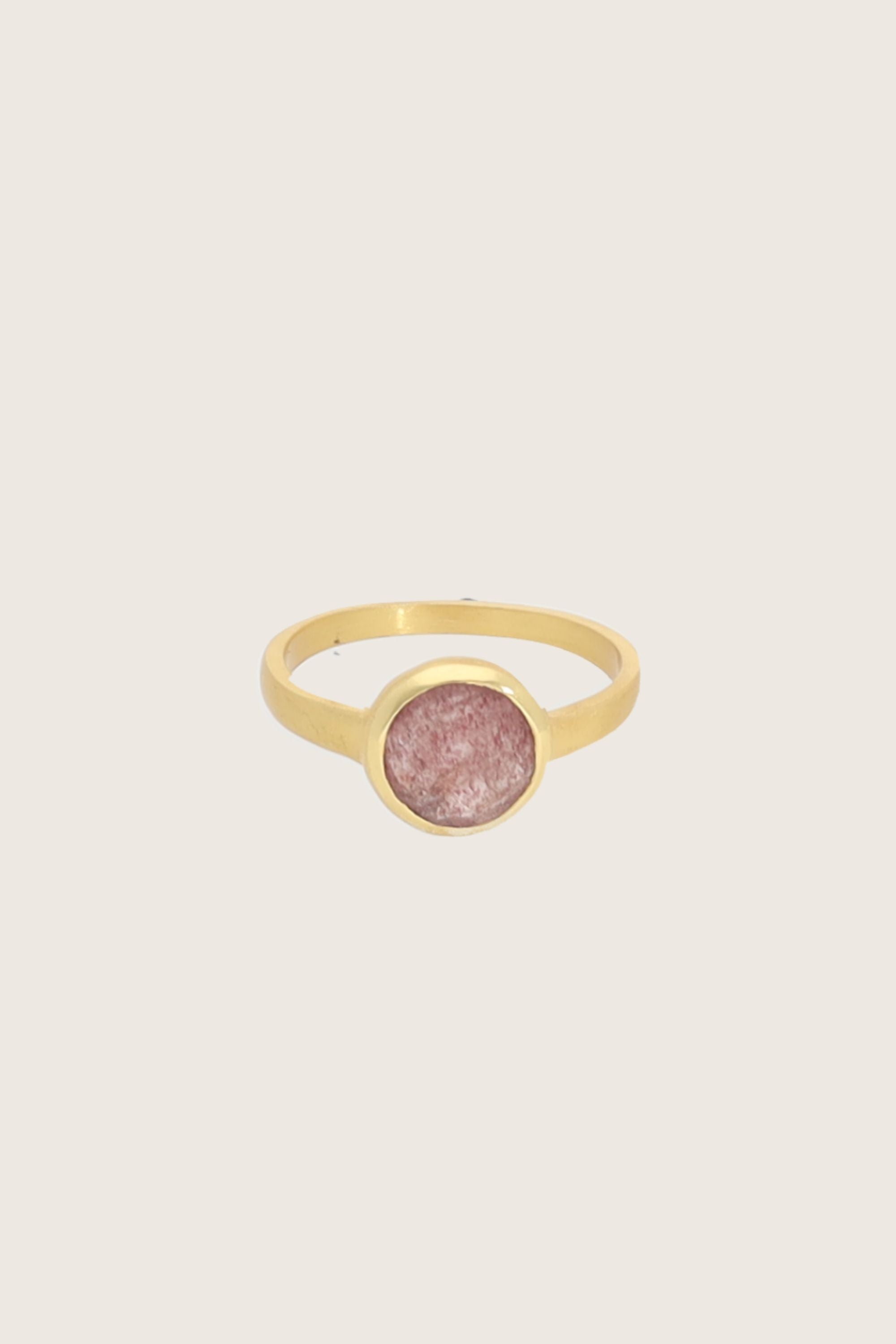 Lysar 18K Recycled Fine Gold Plated Strawberry Quartz Ring