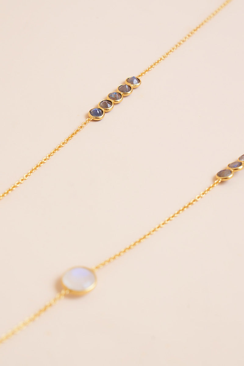 Kazin 18K Recycled Fine Gold Plated Rainbow Moonstone Necklace