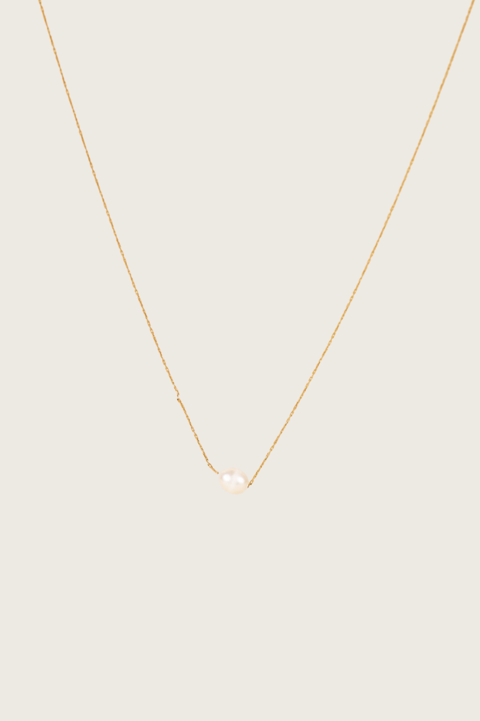 Jimini 14K Gold Inlay White Pearl Necklace