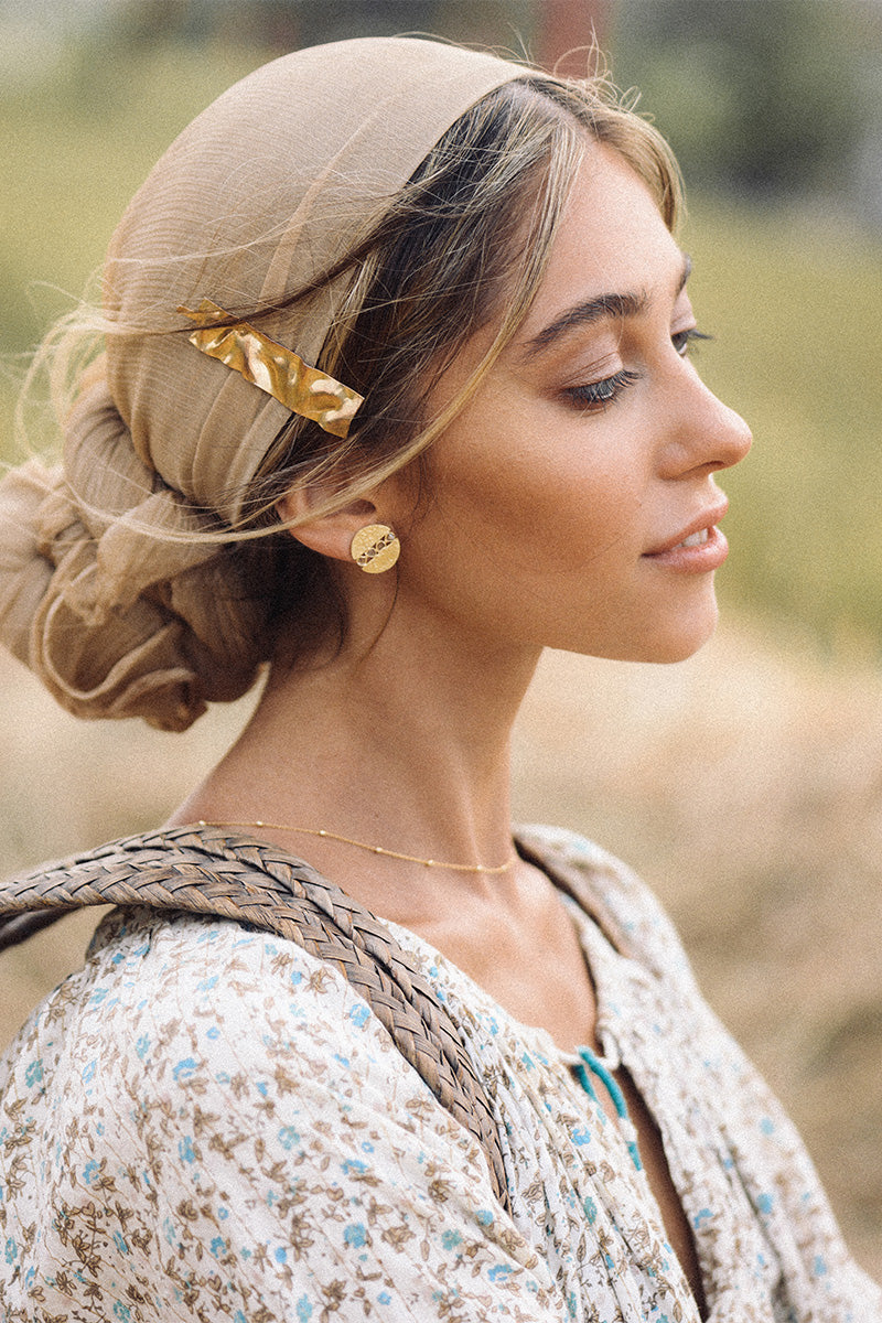 Aimouni 18K Recycled Fine Gold Plated Polki Diamond Earrings - 925 Silver Posts