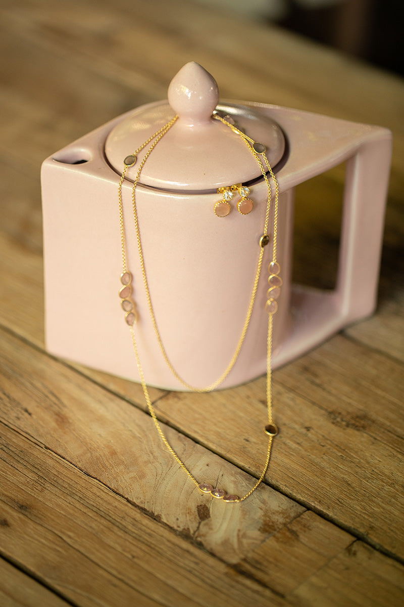 Assia 18K Recycled Fine Gold Plated Strawberry Quartz Necklace