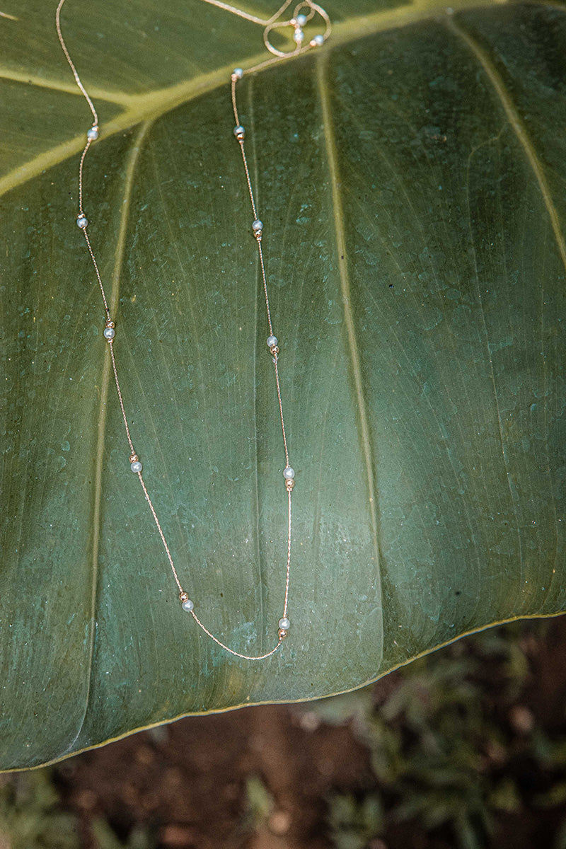 Jaru 14K Gold Inlay Freshwater Pearl Necklace