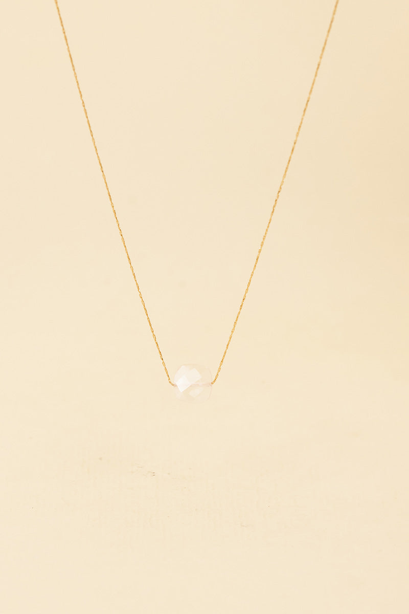 Jimini 14K Gold Inlay Rose Quartz Necklace