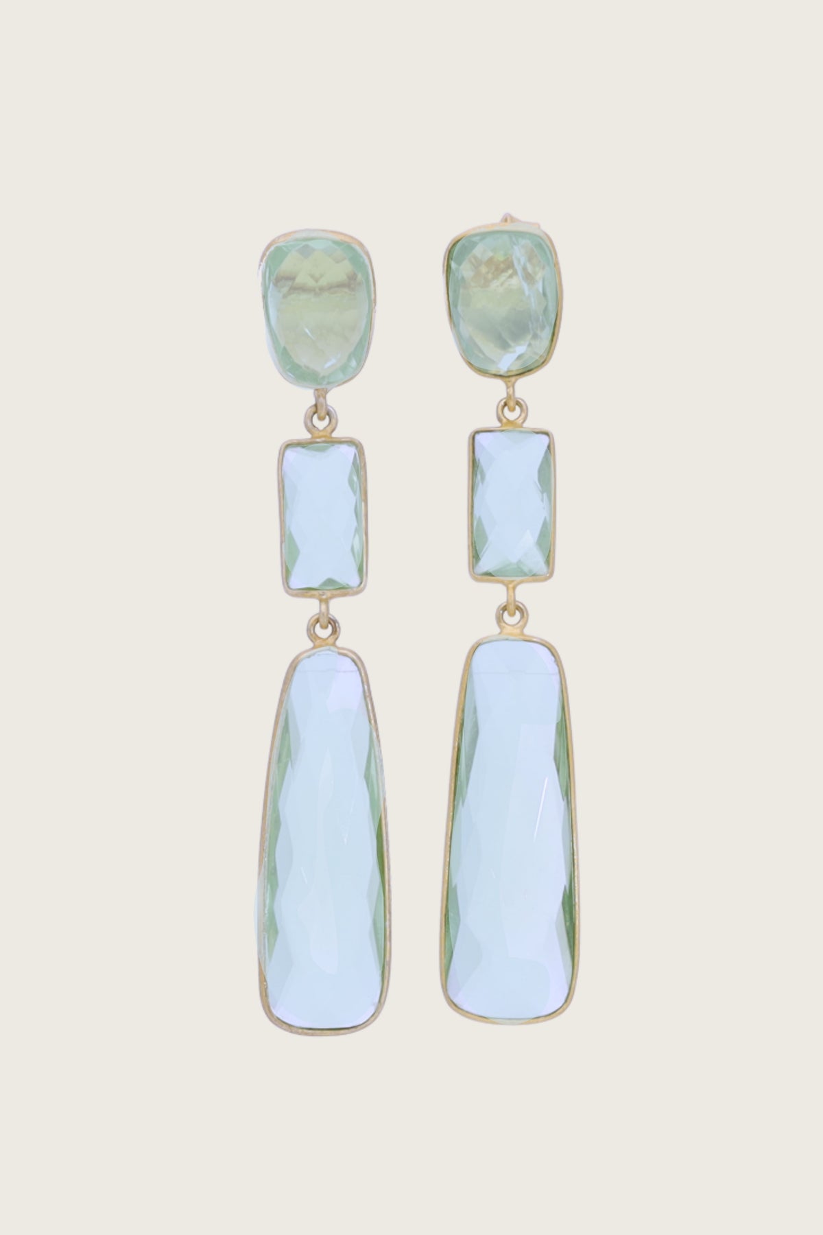 Tota 18K Recycled Fine Gold Plated Blue Topaz Earrings - 925 Silver Posts