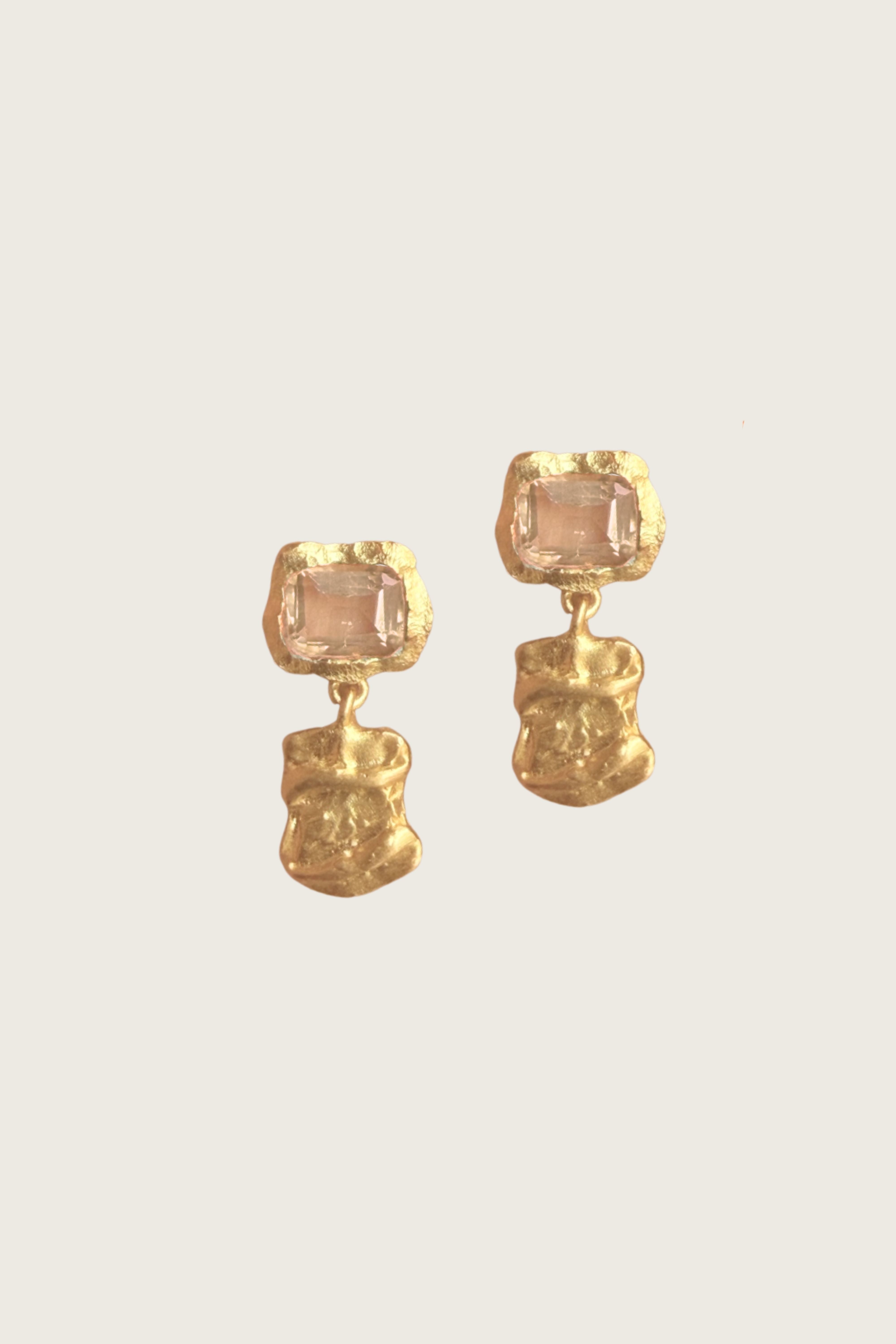 Douxla 18K Recycled Fine Gold Plated Morganite Earrings - 925 Silver Posts