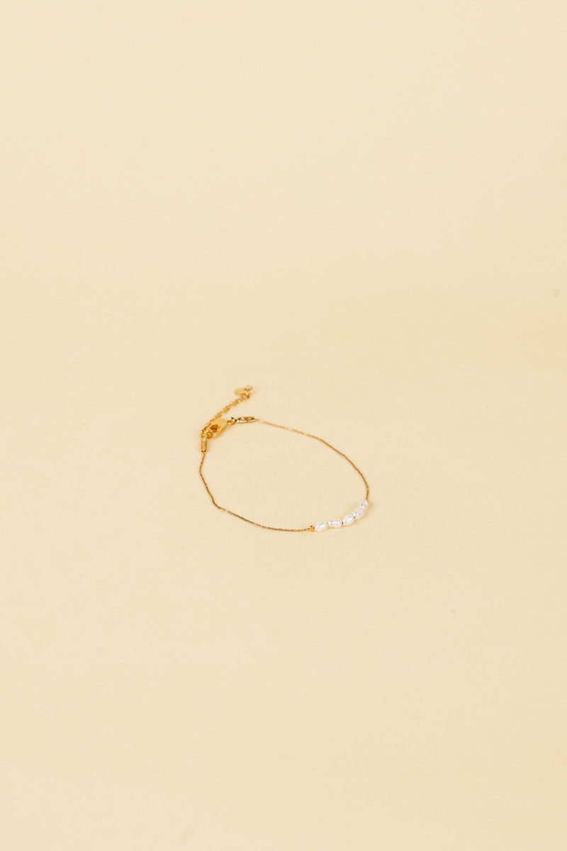 Jonit 14K Gold Inlay White Pearl Bracelet