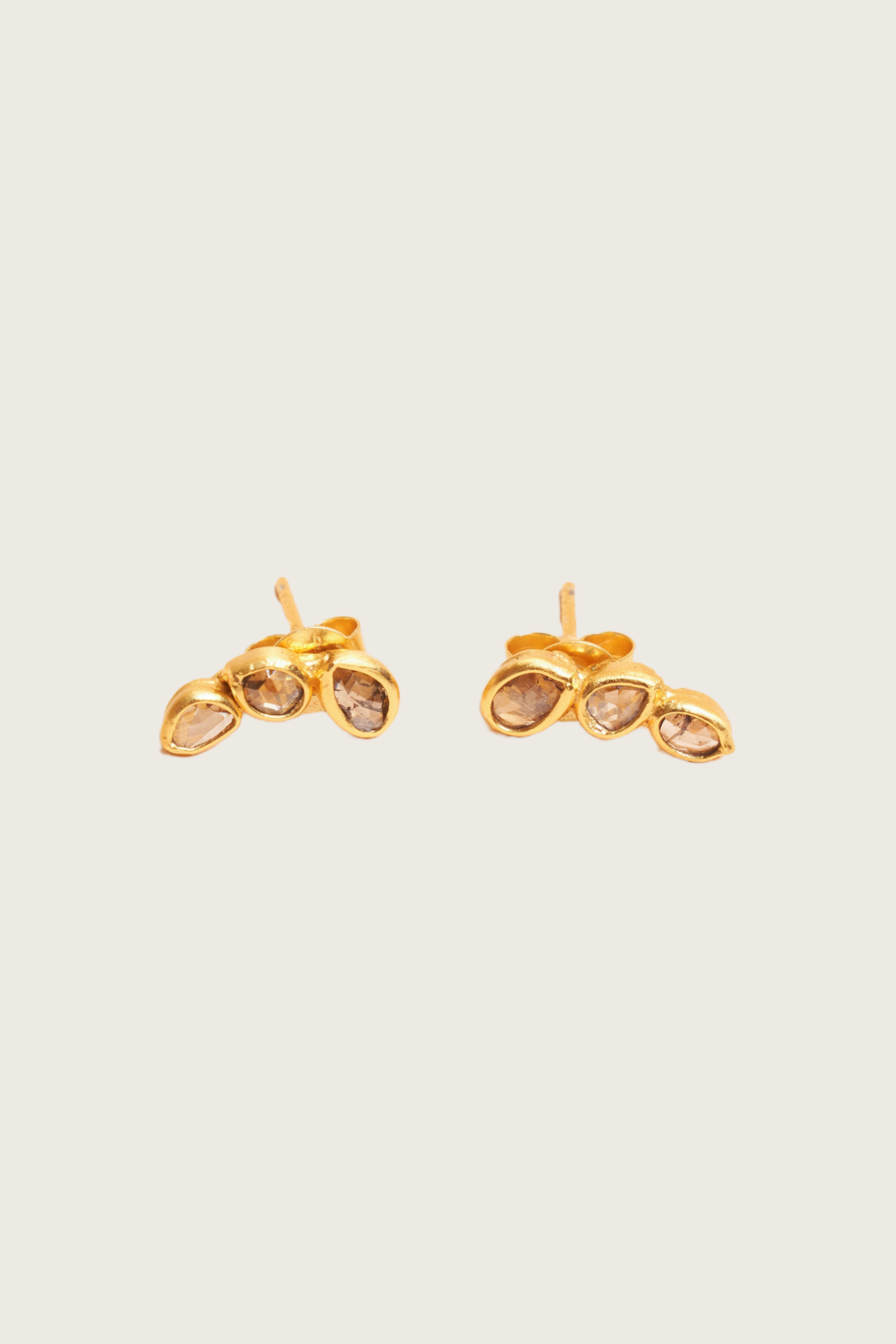 Abidin 18K Recycled Fine Gold Plated Polki Diamond Earrings - 925 Silver Posts