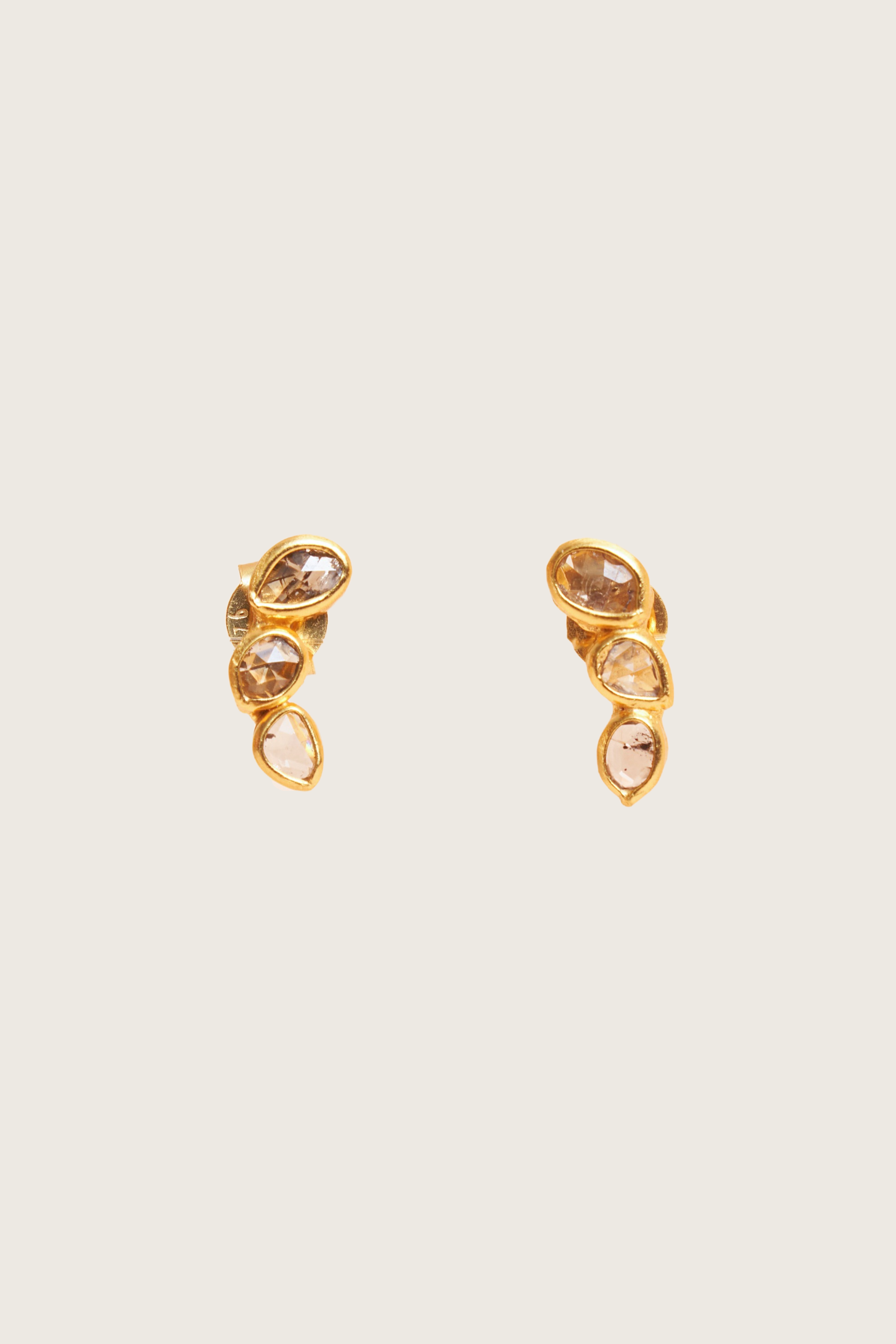 Abidin 18K Recycled Fine Gold Plated Polki Diamond Earrings - 925 Silver Posts