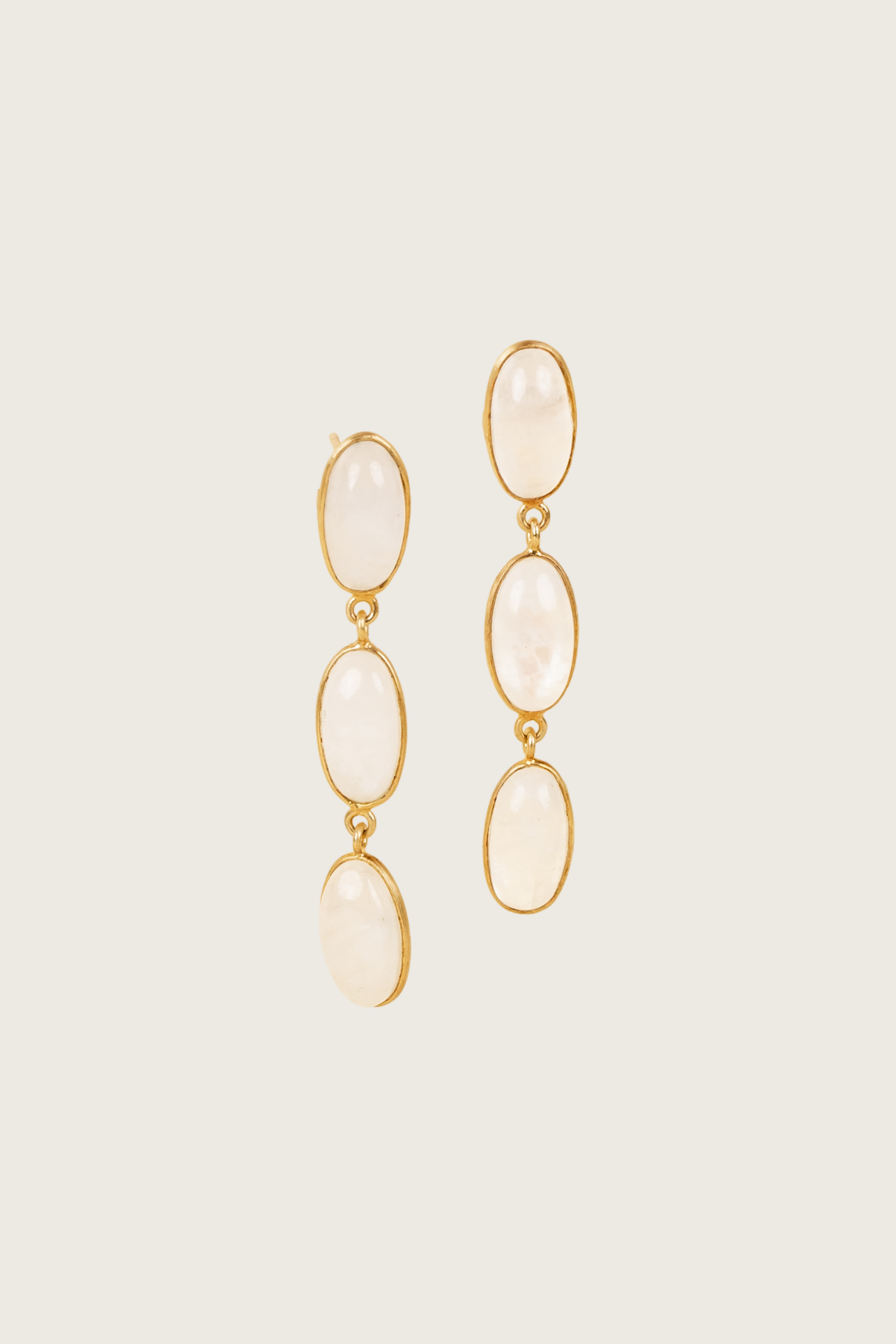 Adna 18K Recycled Fine Gold Plated Rainbow Moonstone Earrings - 925 Silver Posts