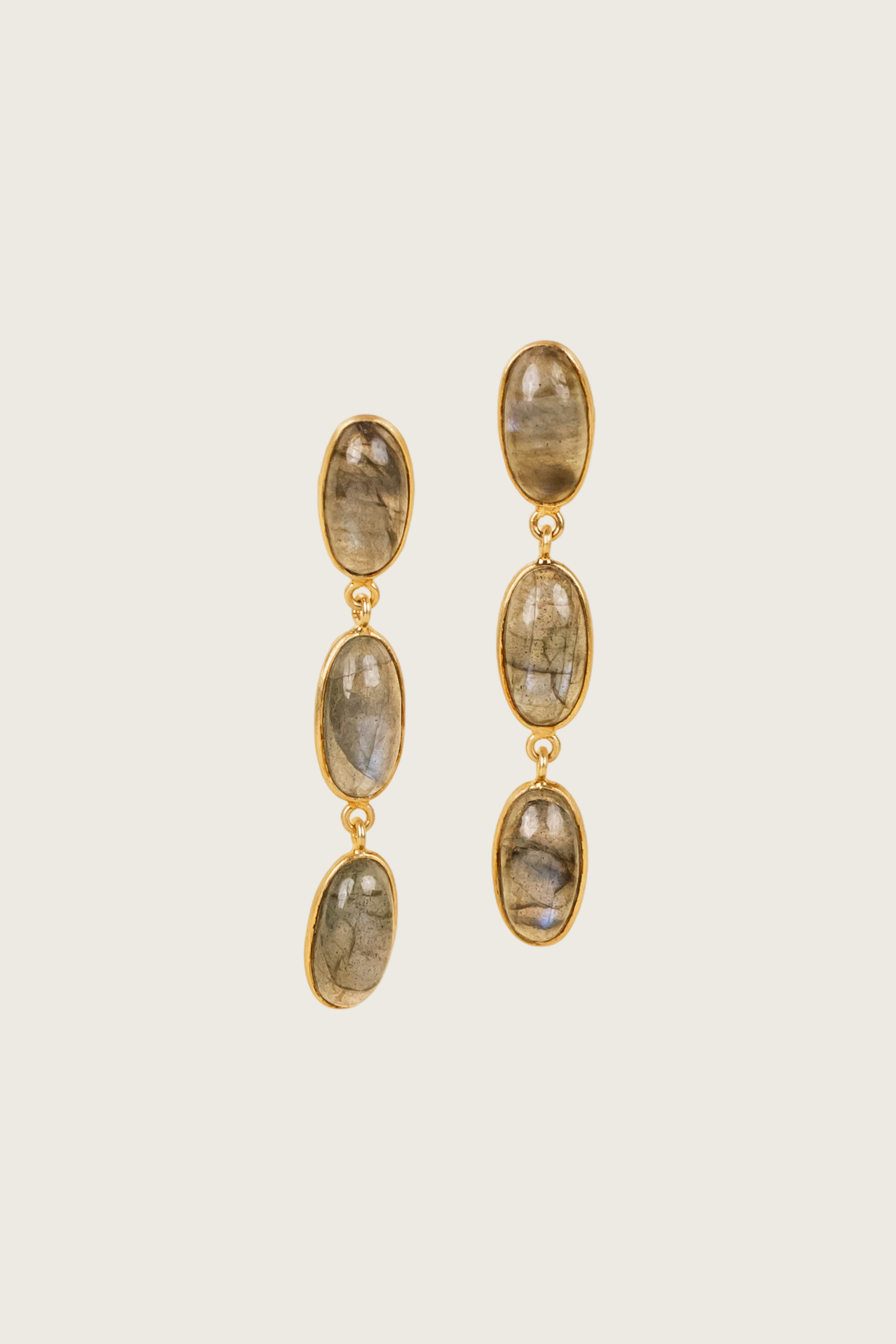 Adna 18K Recycled Fine Gold Plated Labradorite Earrings - 925 Silver Posts