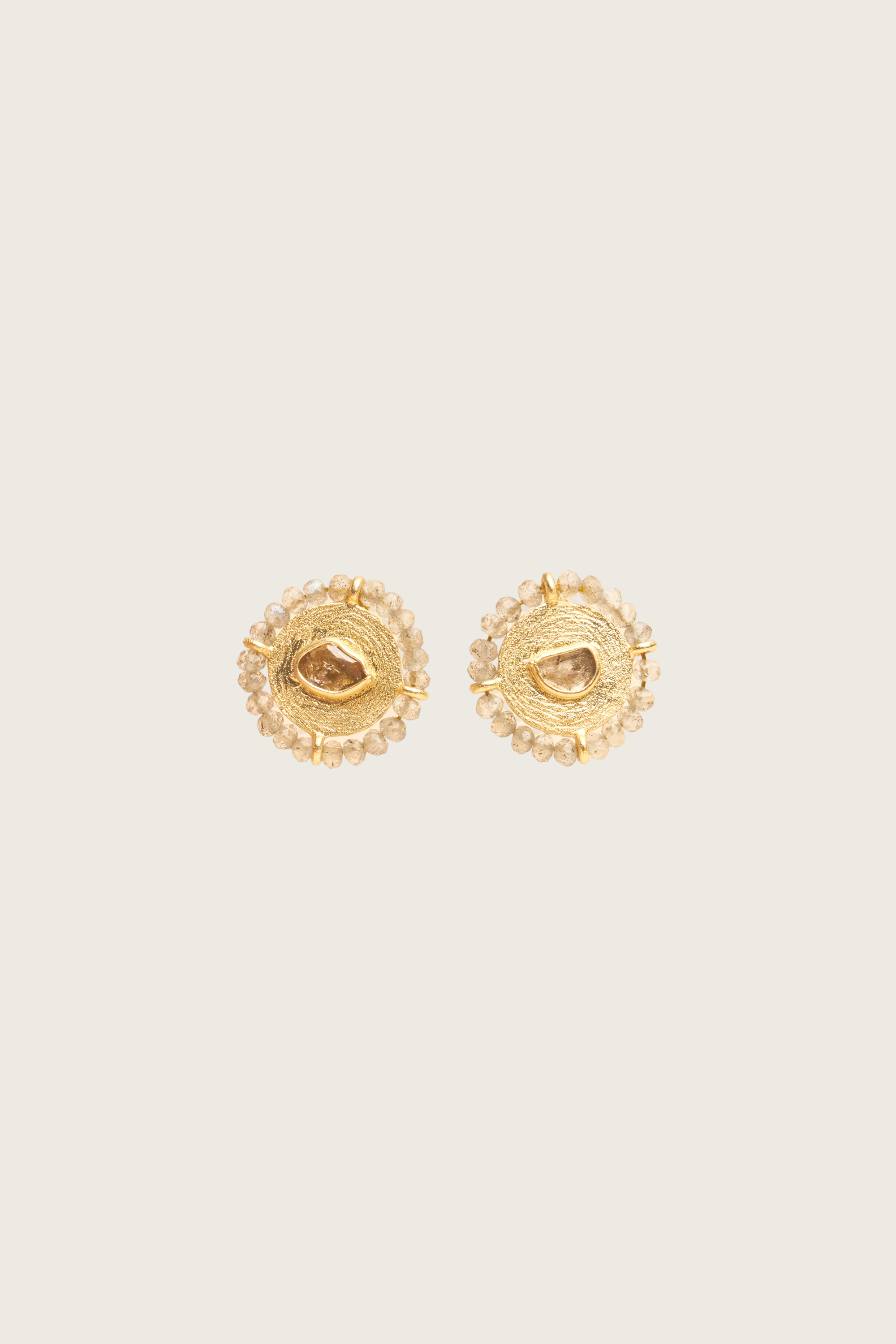 Aimala 18K Recycled Fine Gold Plated Polki Diamond Earrings - 925 Silver Posts