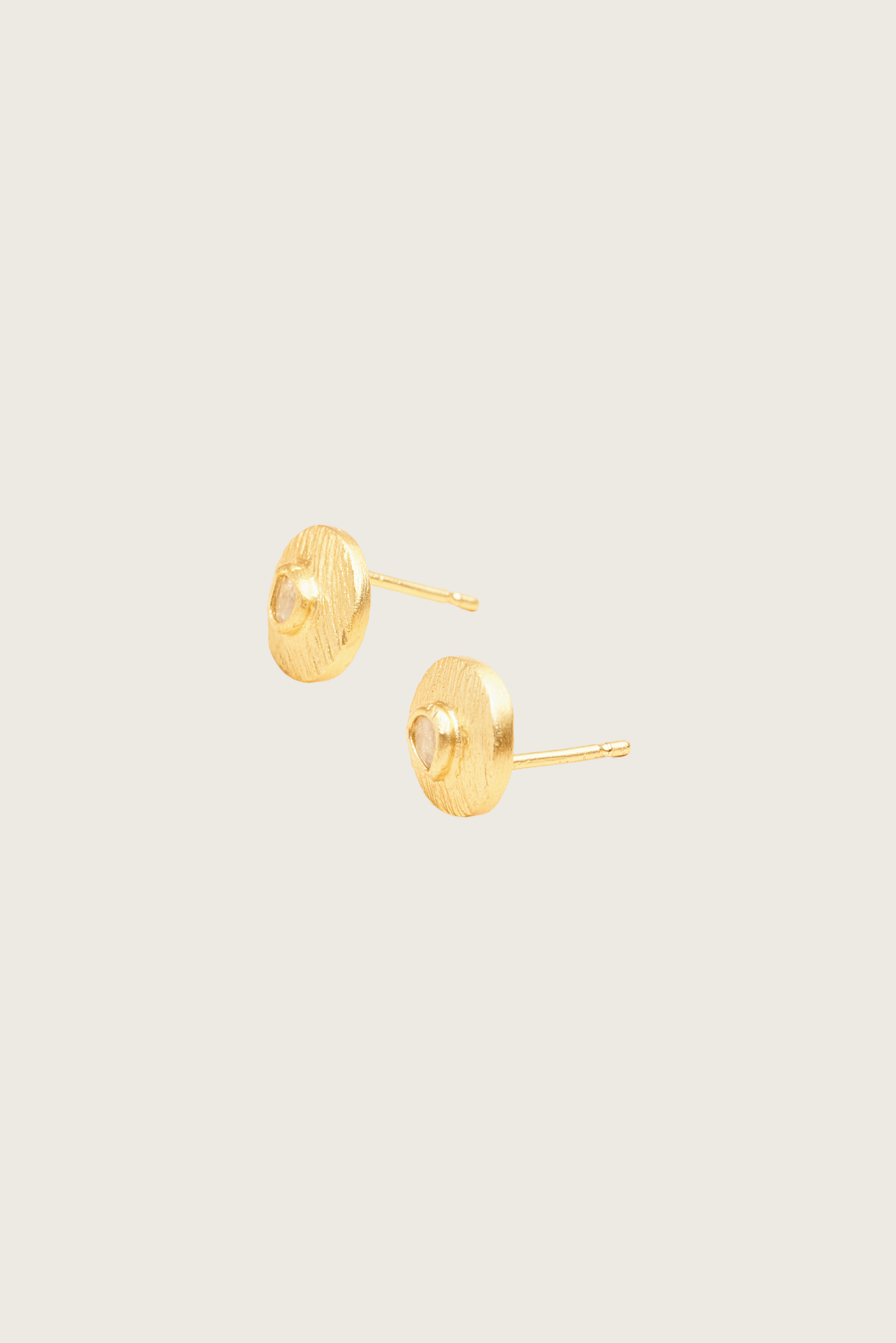 Aimara 18K Recycled Fine Gold Plated Polki Diamond Earrings - 925 Silver Posts
