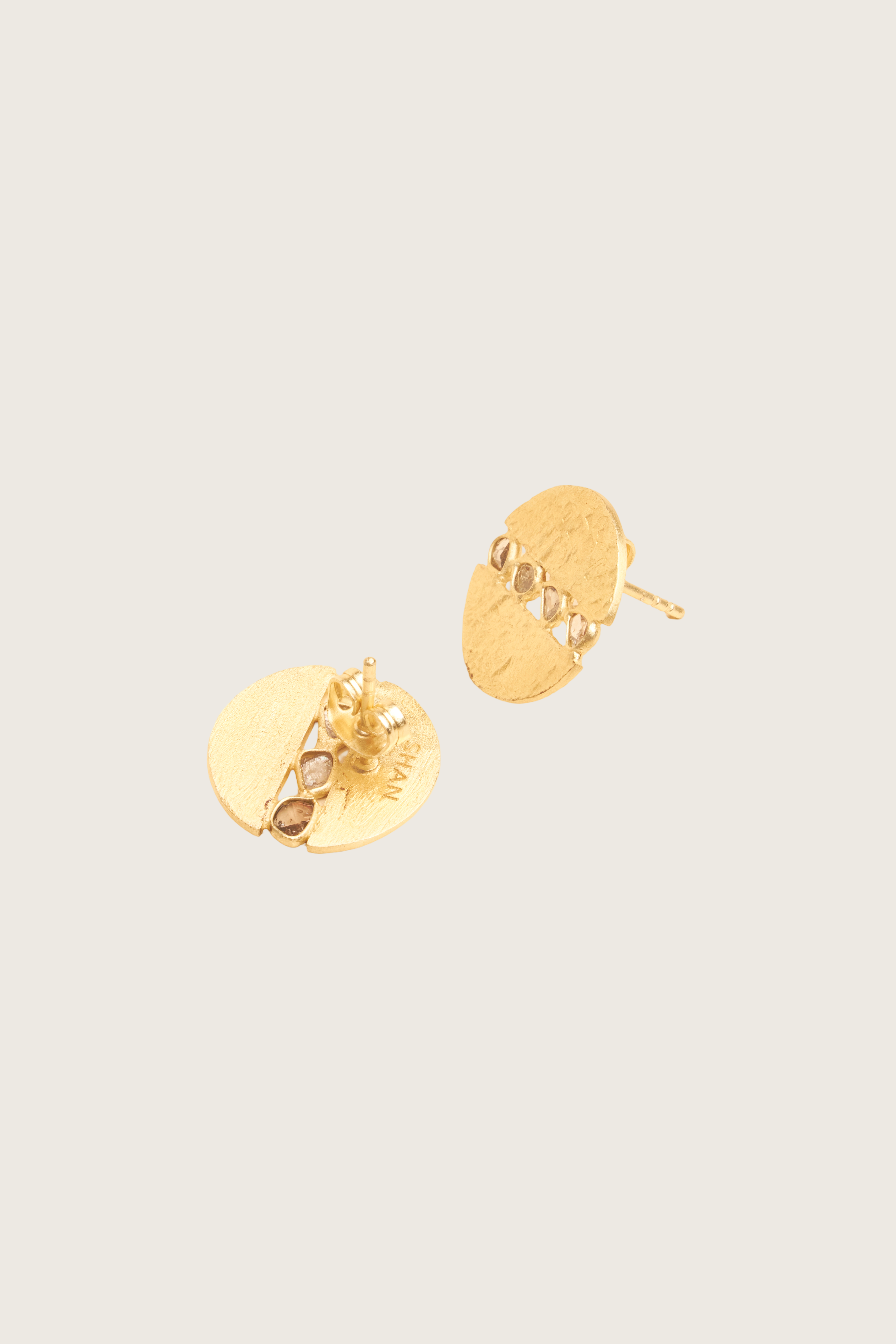 Aimouni 18K Recycled Fine Gold Plated Polki Diamond Earrings - 925 Silver Posts