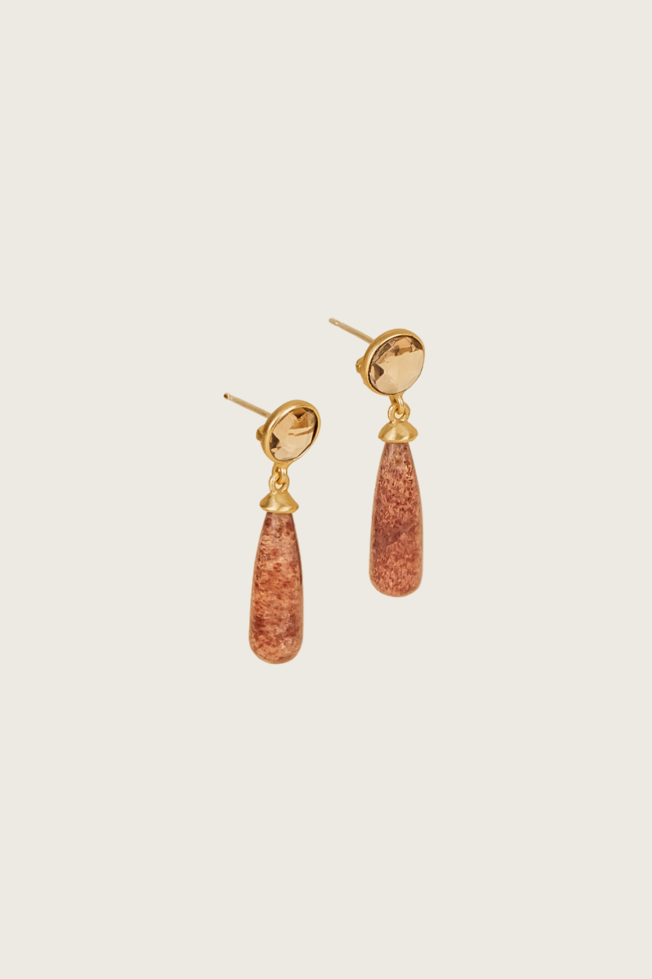 Astra 18K Recycled Fine Gold Plated Smoky Quartz Earrings - 925 Silver Posts