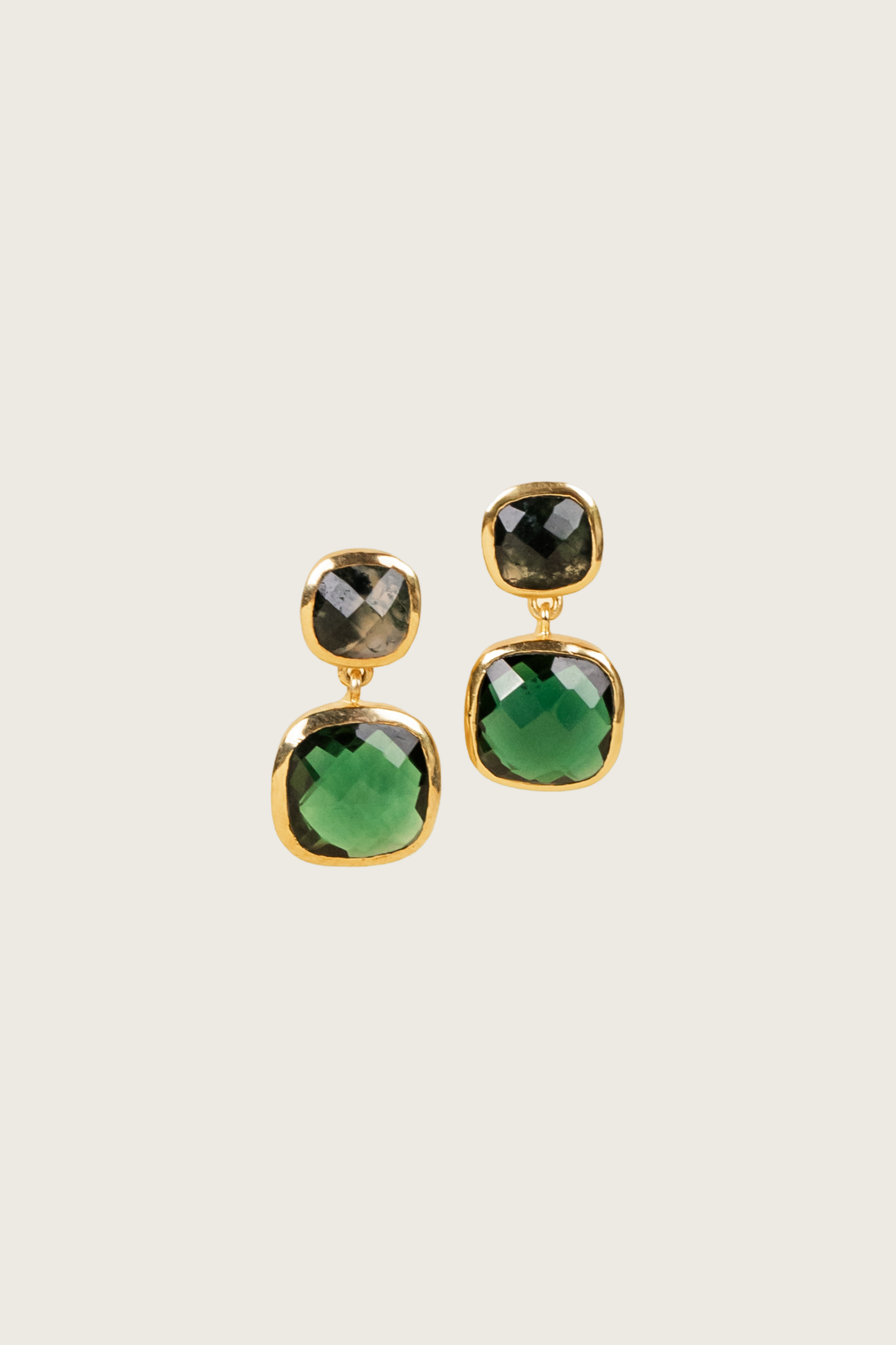 Basiri 18K Recycled Fine Gold Plated Citrine & Green Amethyst Earrings - 925 Silver Posts
