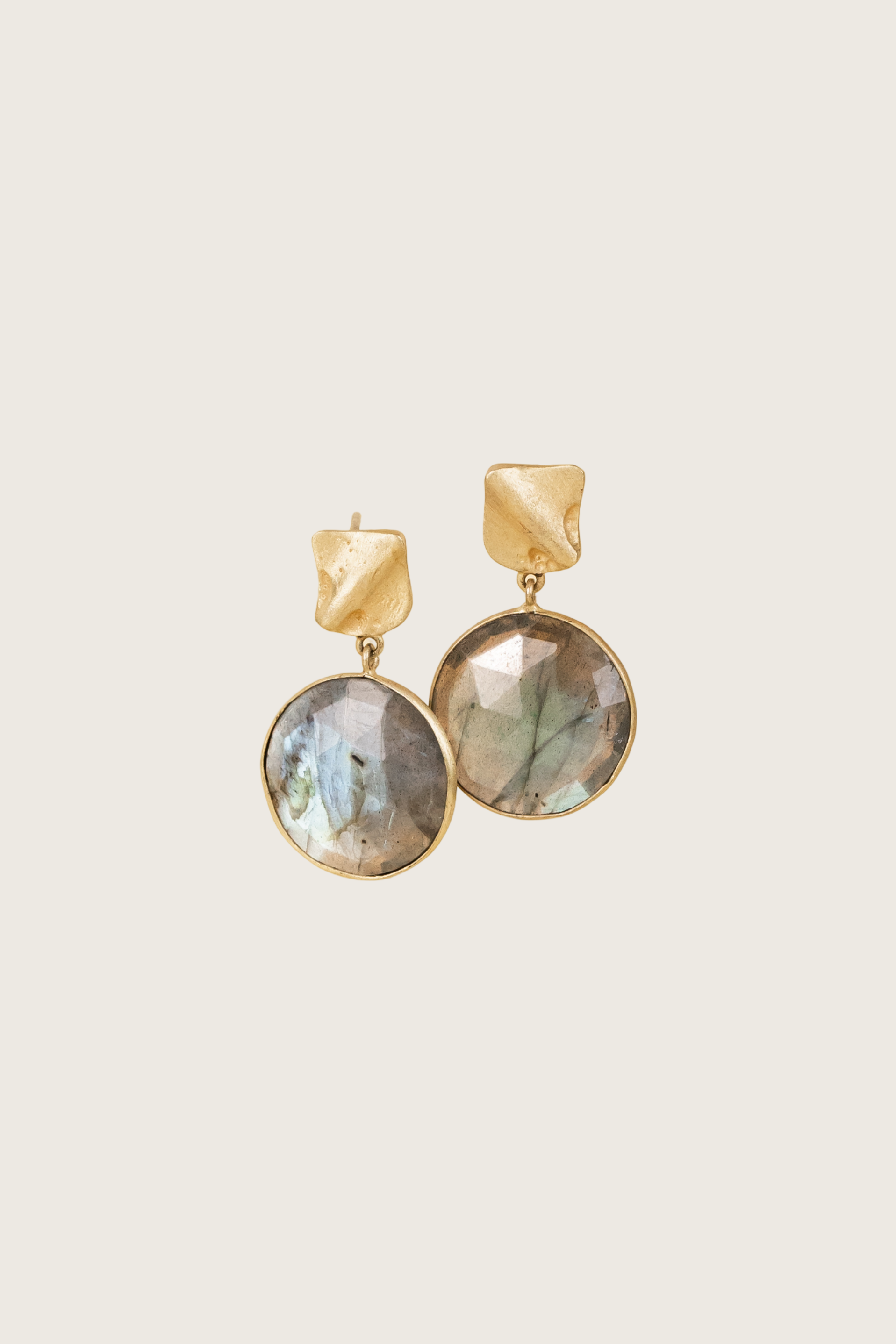 Dimera 18K Recycled Fine Gold Plated Labradorite Earrings - 925 Silver Posts