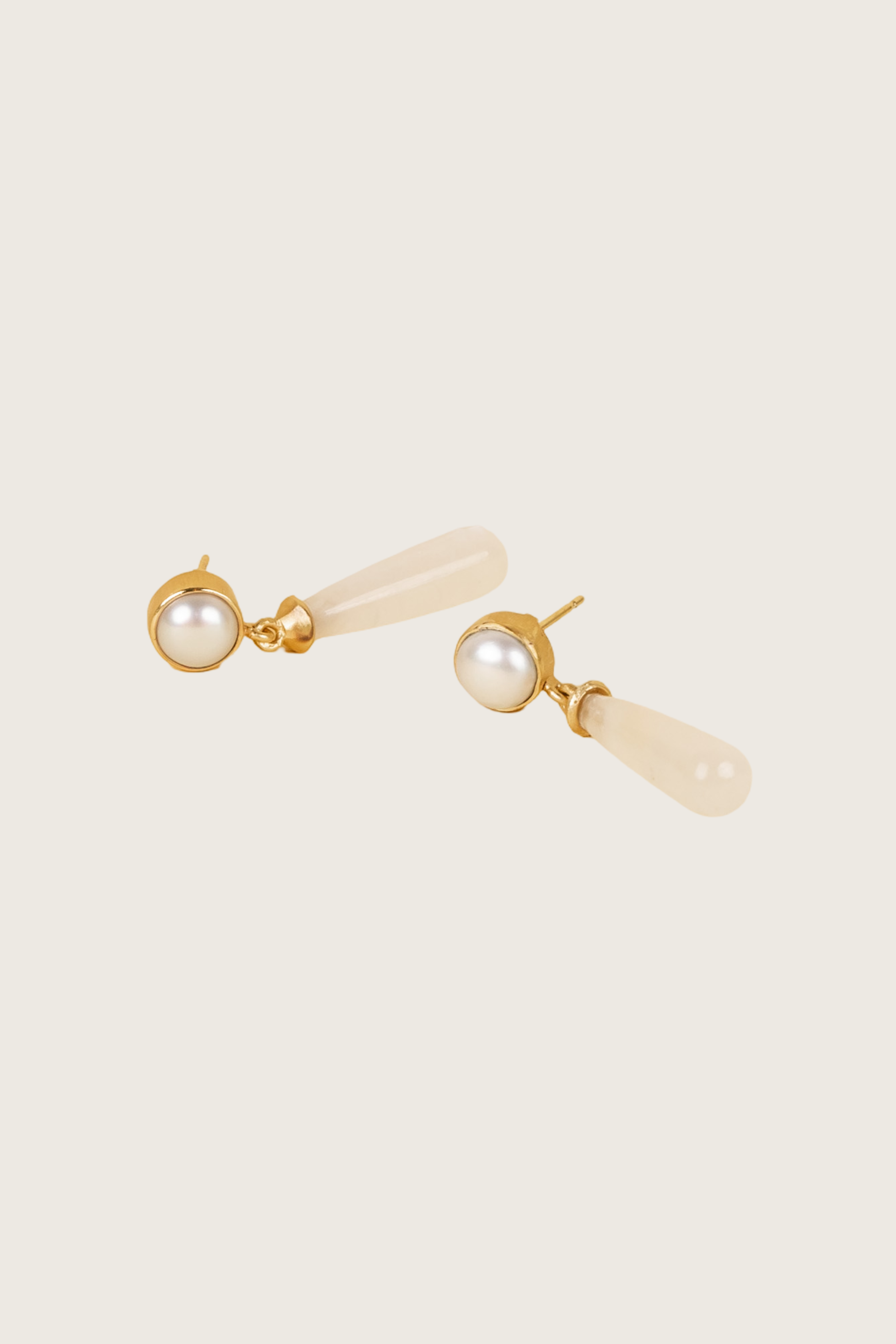 Eterna 18K Recycled Fine Gold Plated Rose Quartz Earrings - 925 Silver Posts