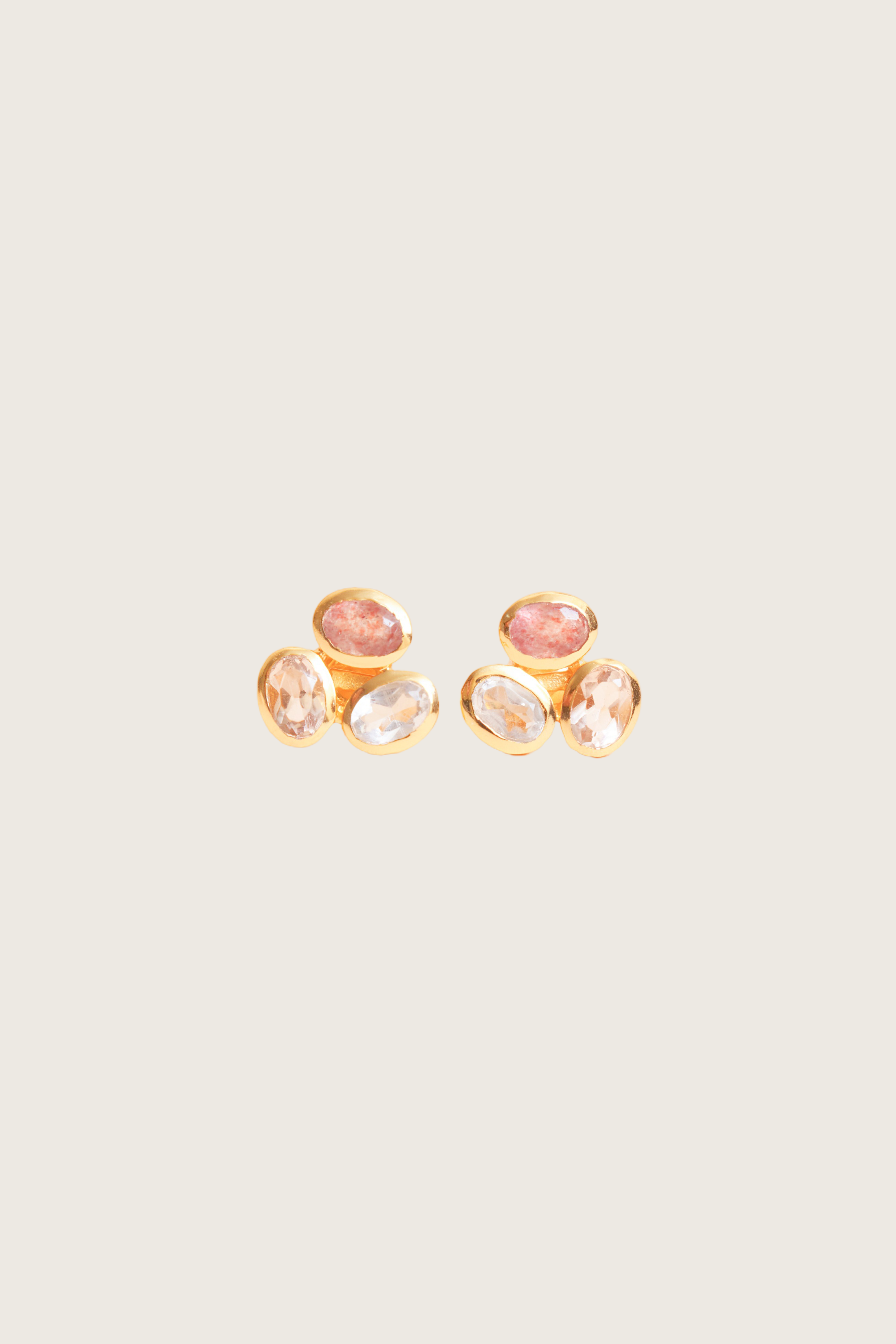 Ghani 18K Recycled Fine Gold Plated Green Amethyst / Green Tourmaline / Moss Agate Earrings - 925 Silver Posts