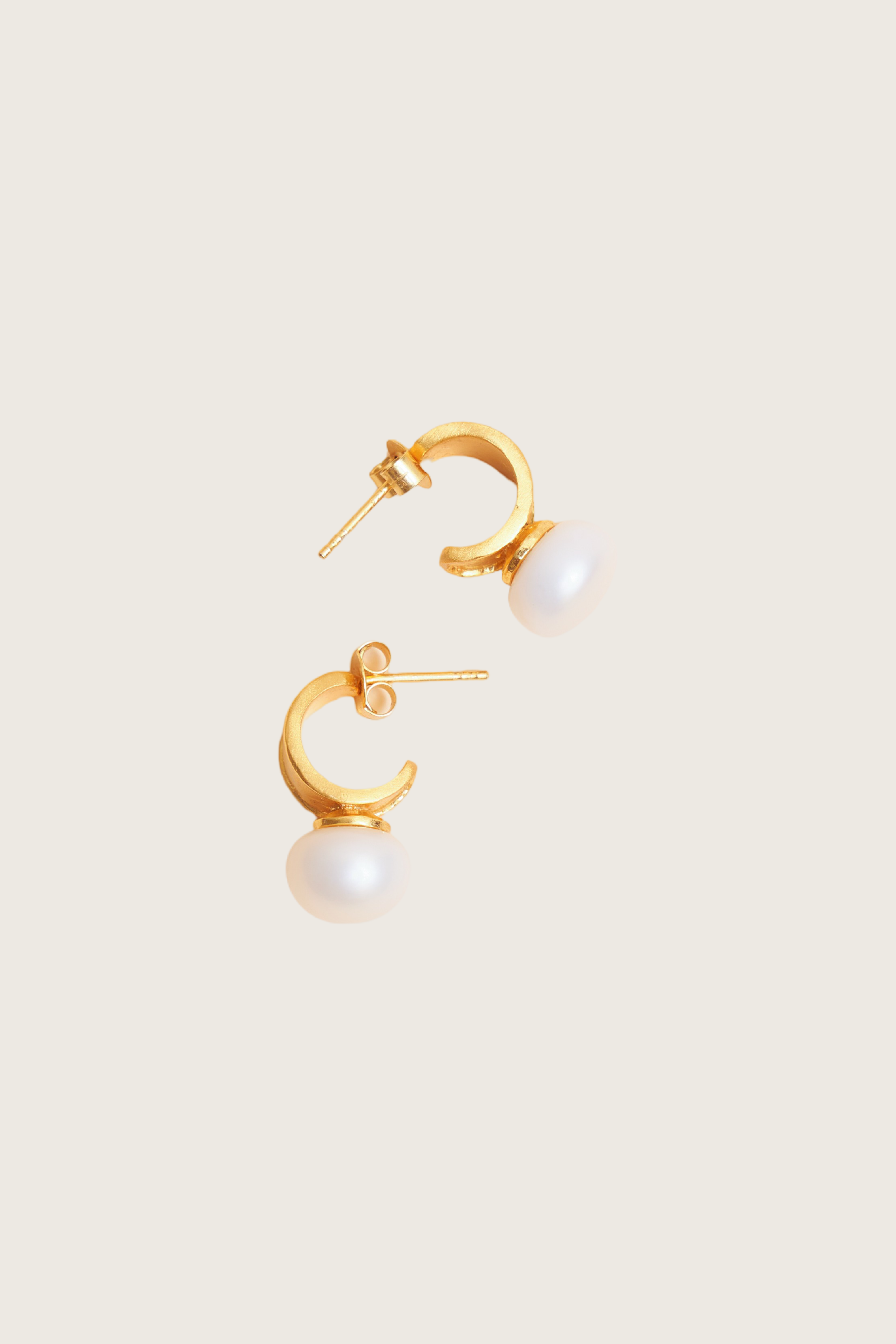Idayu 18K Recycled Fine Gold Plated Pearl Earrings - 925 Silver Posts
