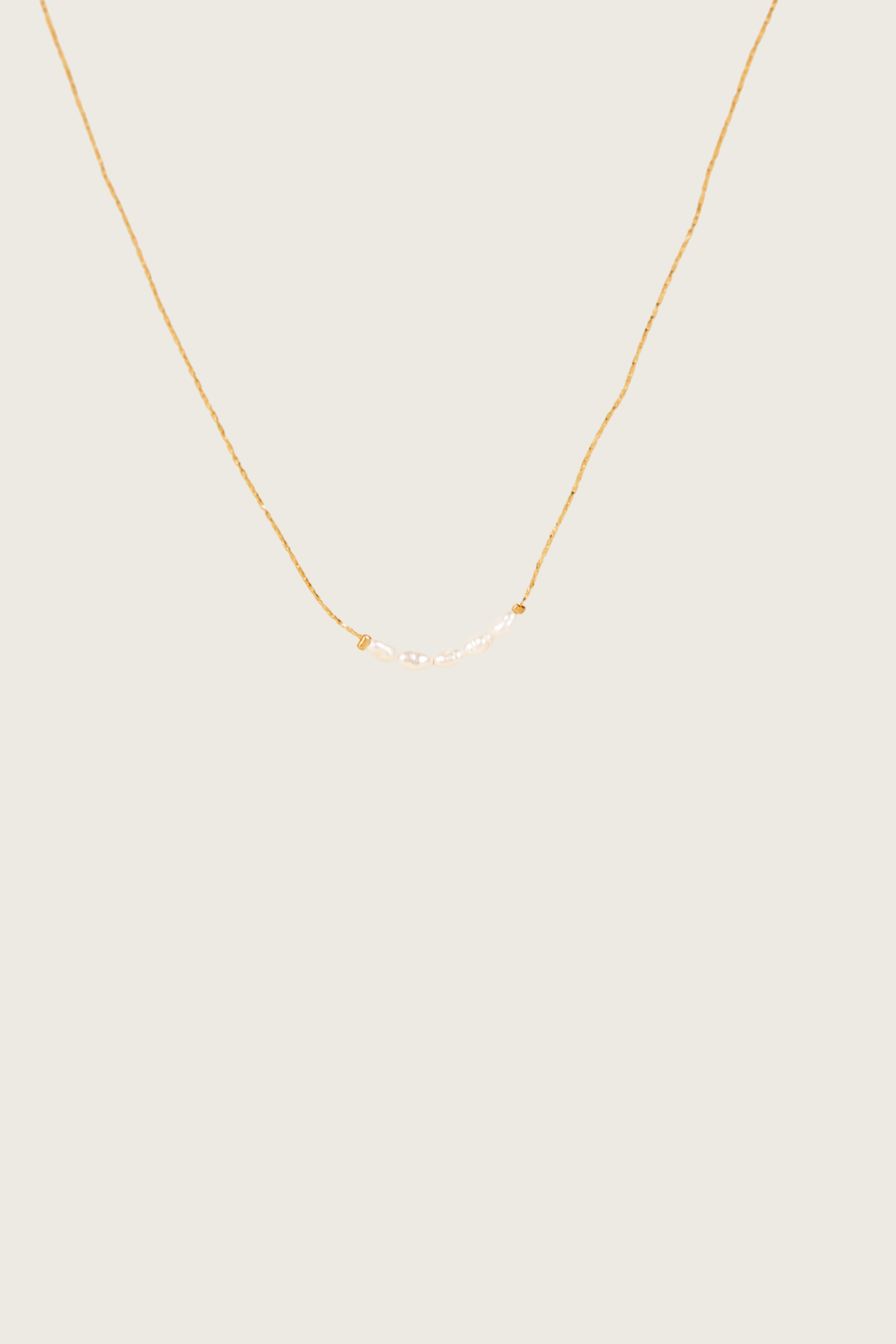 Jonit 14K Gold Inlay White Pearl Necklace