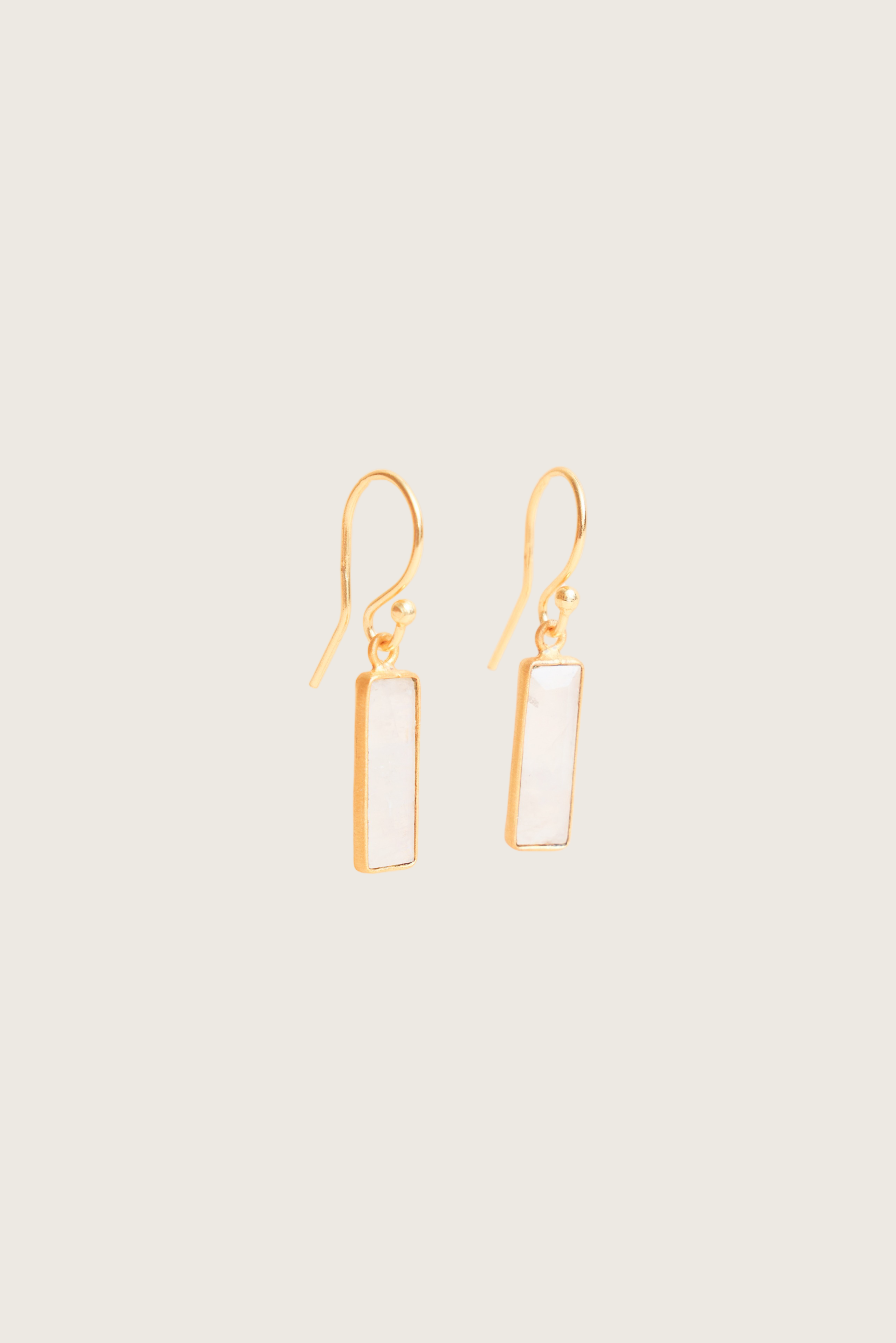 Muda 18K Recycled Fine Gold Plated Rainbow Moonstone Earrings - 925 Silver Posts
