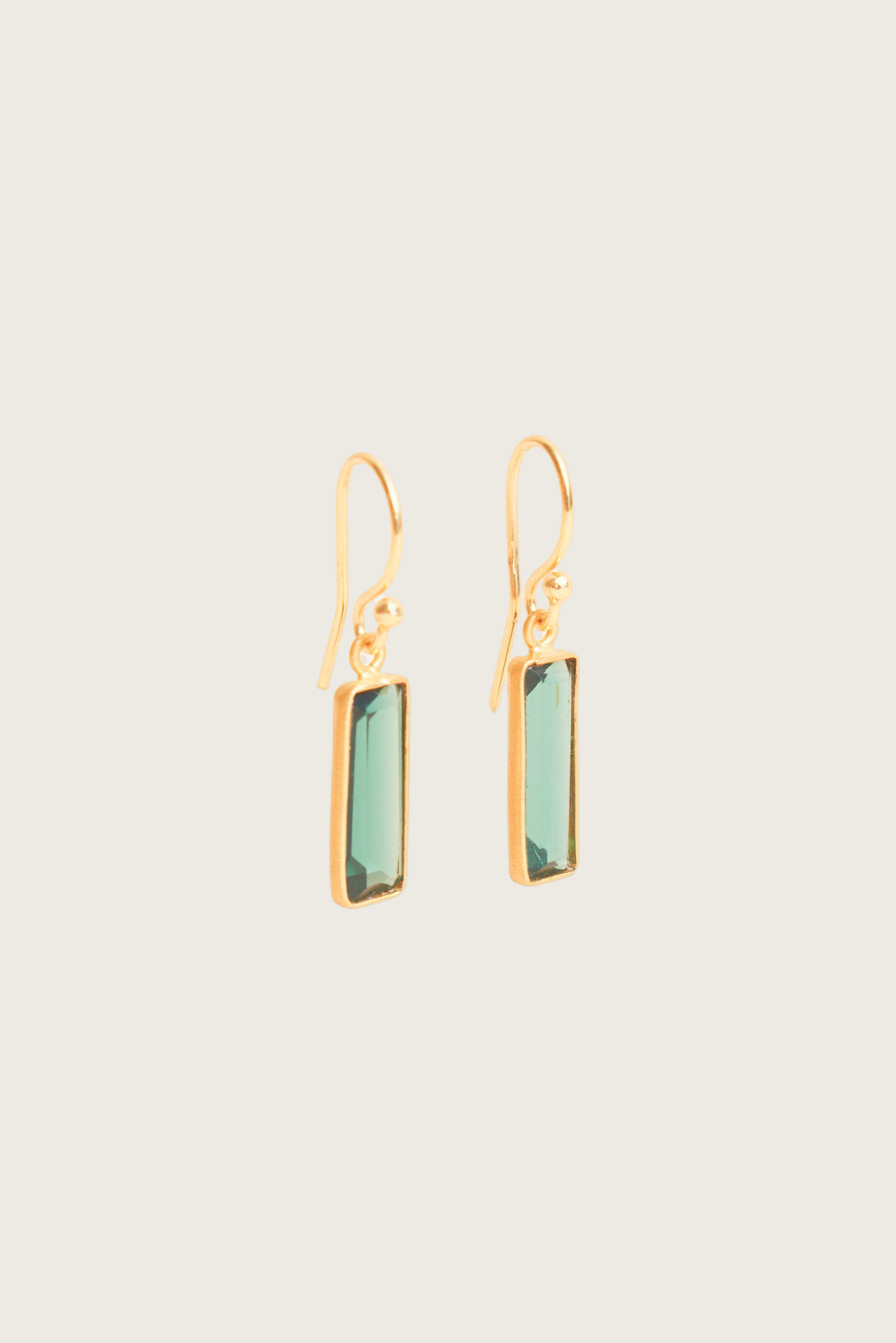 Muda 18K Recycled Fine Gold Plated Green Tourmaline Earrings - 925 Silver Posts
