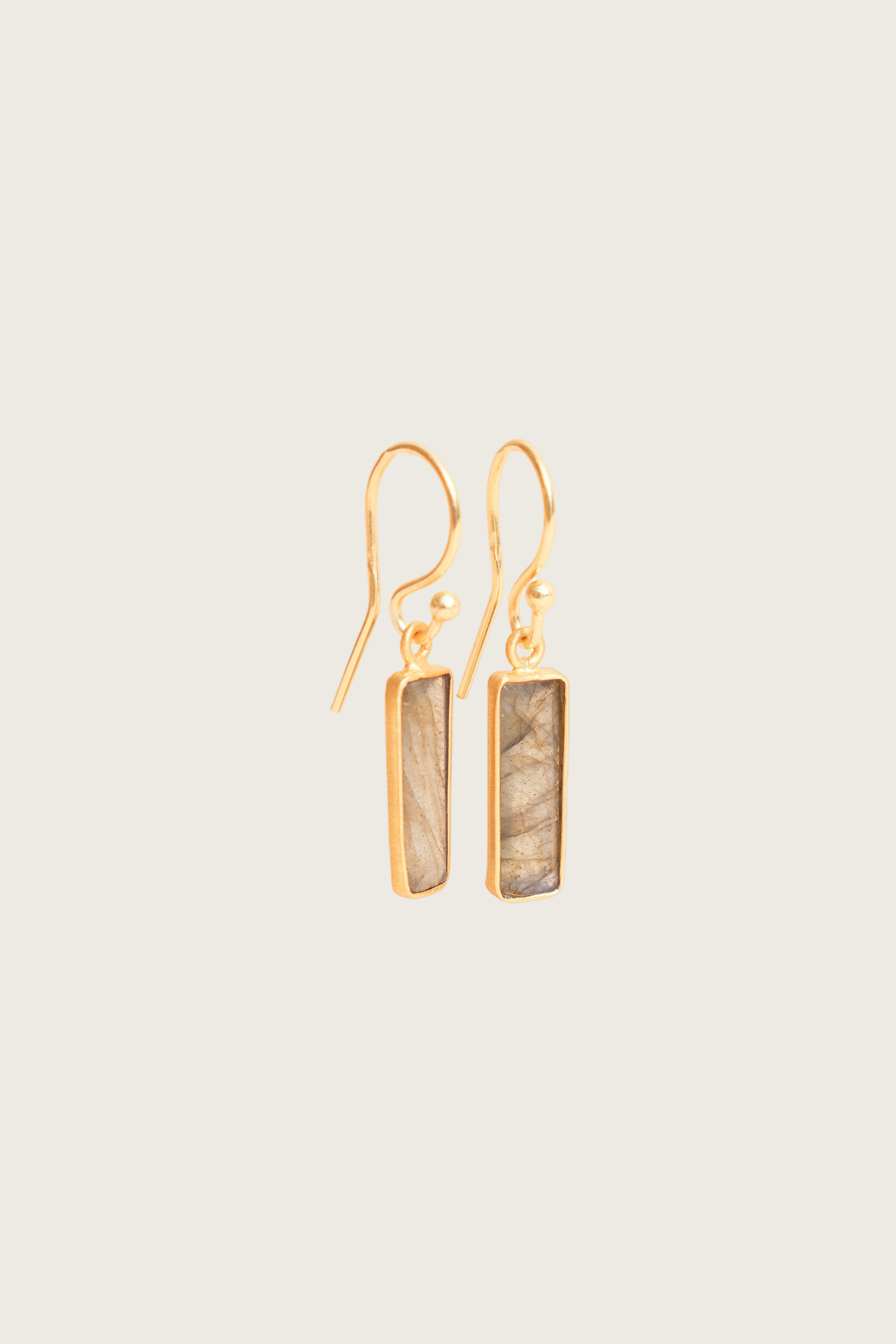 Muda 18K Recycled Fine Gold Plated Labradorite Earrings - 925 Silver Posts