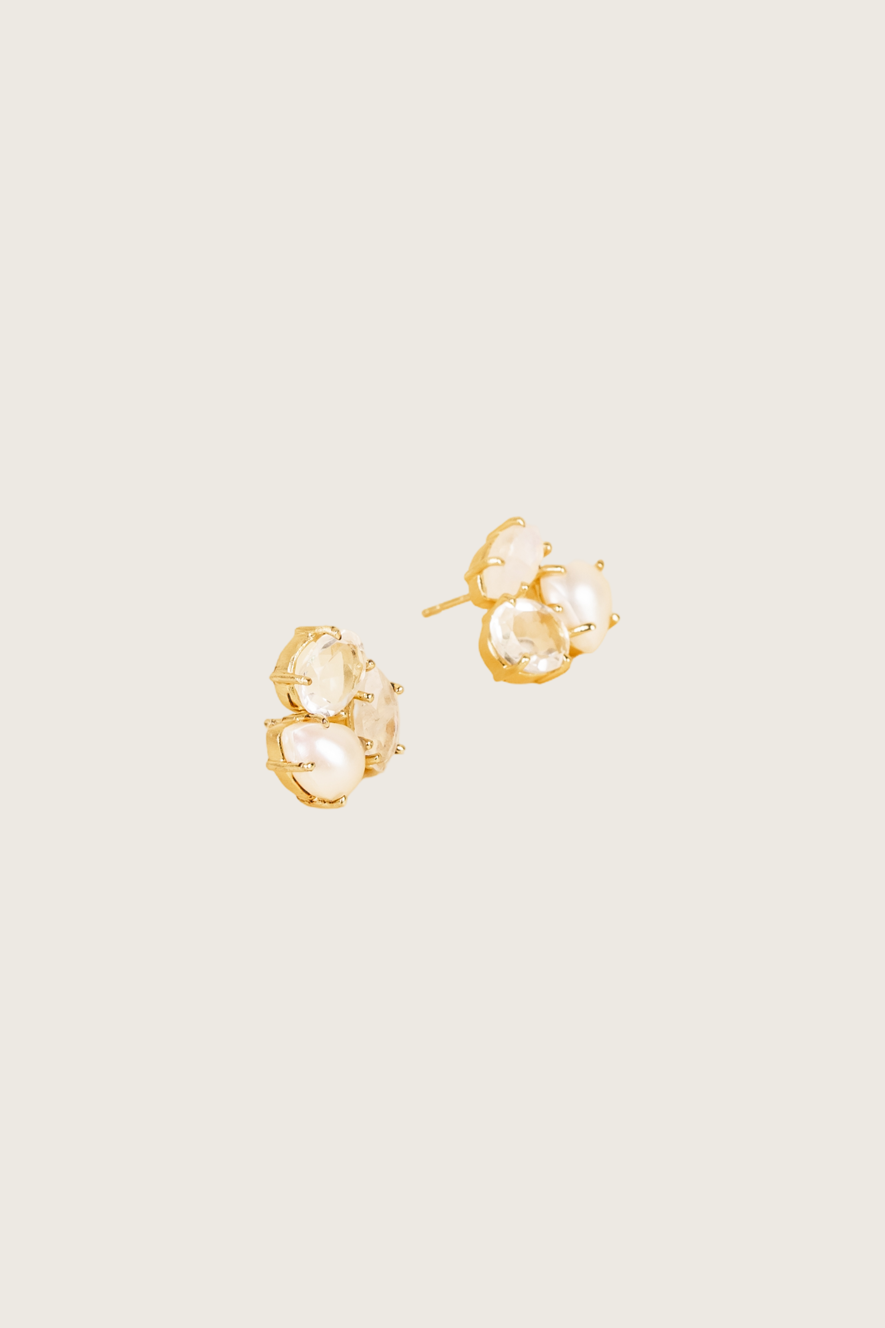 Nait 18K Recycled Fine Gold Plated Pearl Earrings - 925 Silver Posts