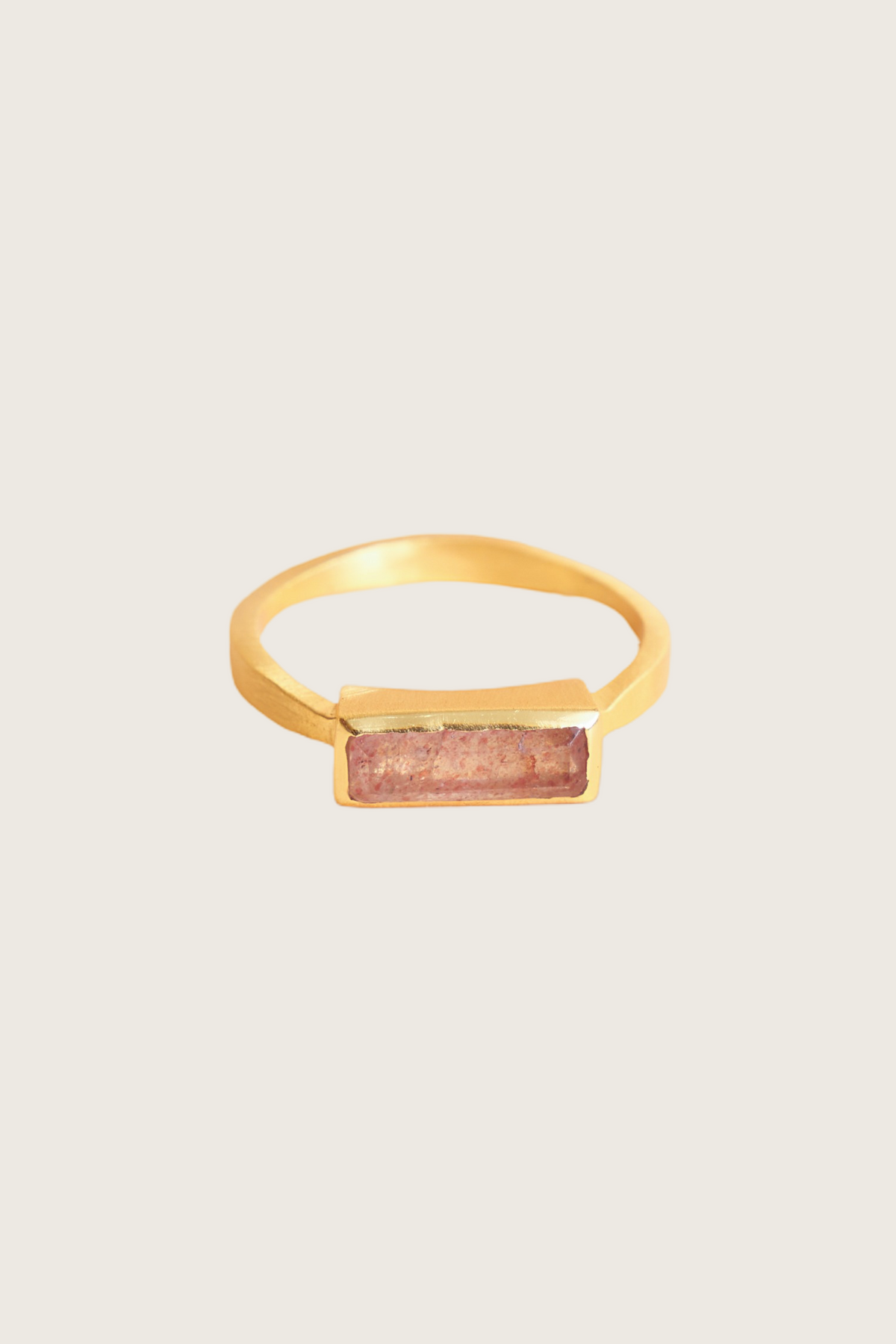 Najla 18K Recycled Fine Gold Plated Strawberry Quartz Ring