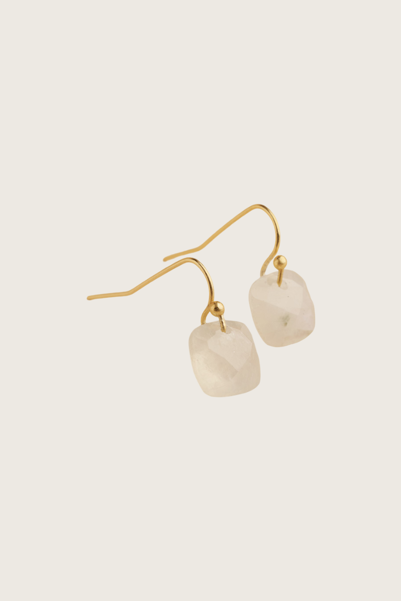 Shimo 18K Recycled Fine Gold Plated Rainbow Moonstone Earrings - 925 Silver Posts