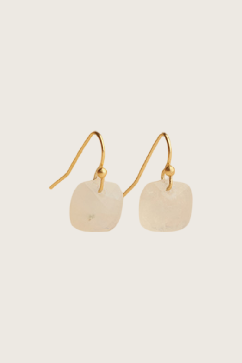 Shimo 18K Recycled Fine Gold Plated Rainbow Moonstone Earrings - 925 Silver Posts