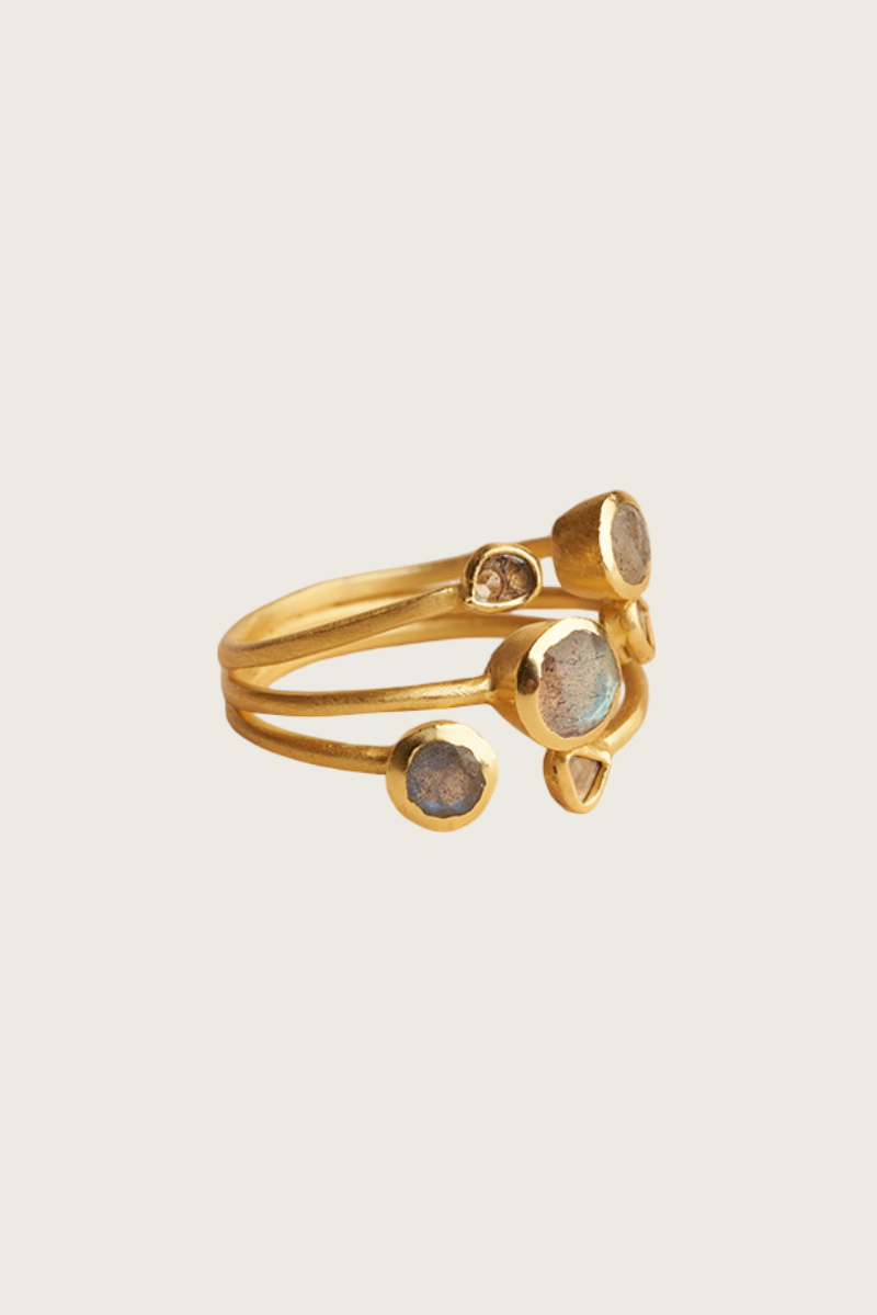 Siko 18K Recycled Fine Gold Plated Labradorite Ring
