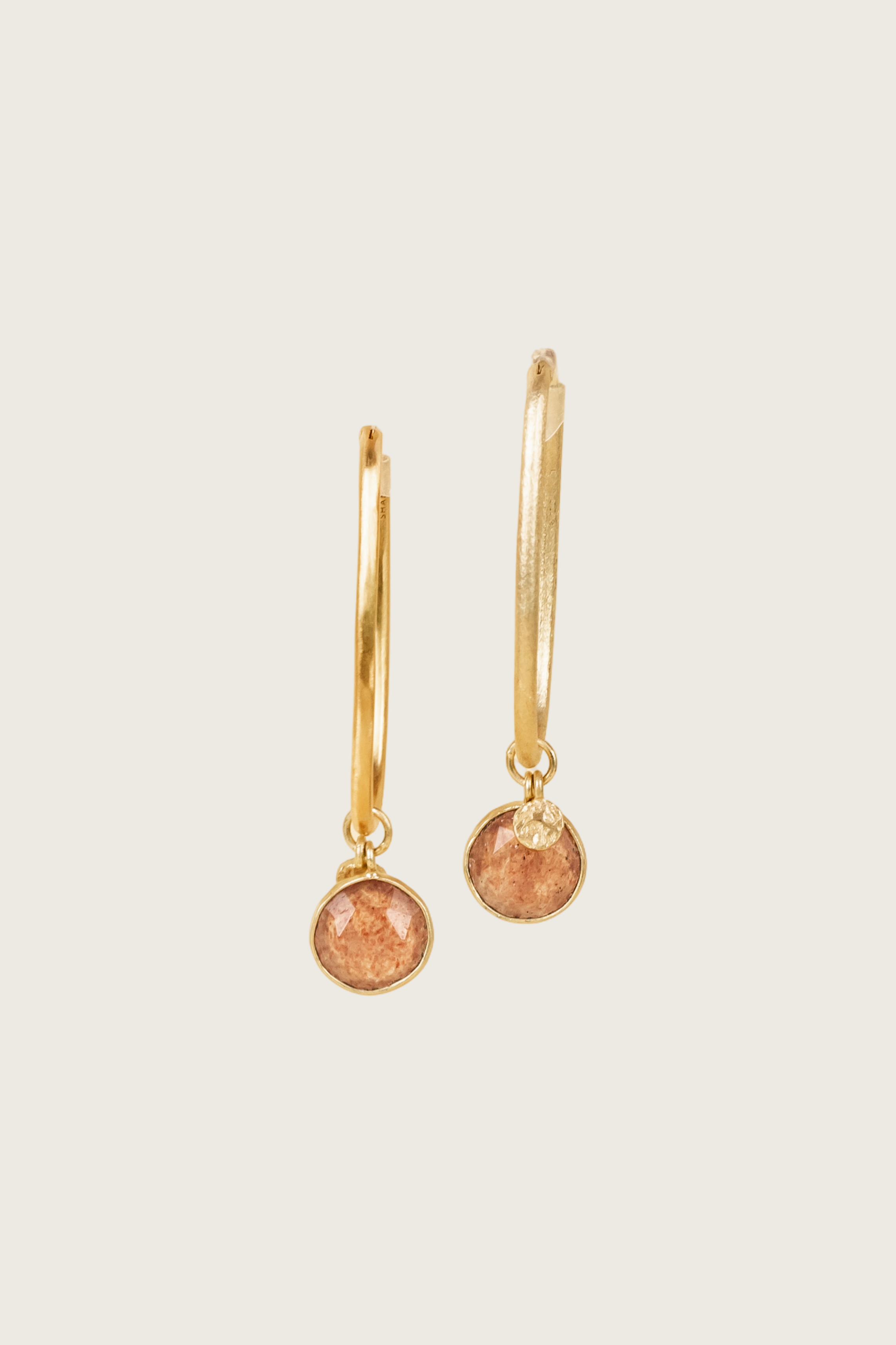 Taino 18K Recycled Fine Gold Plated Strawberry Quartz Earrings - 925 Silver Posts