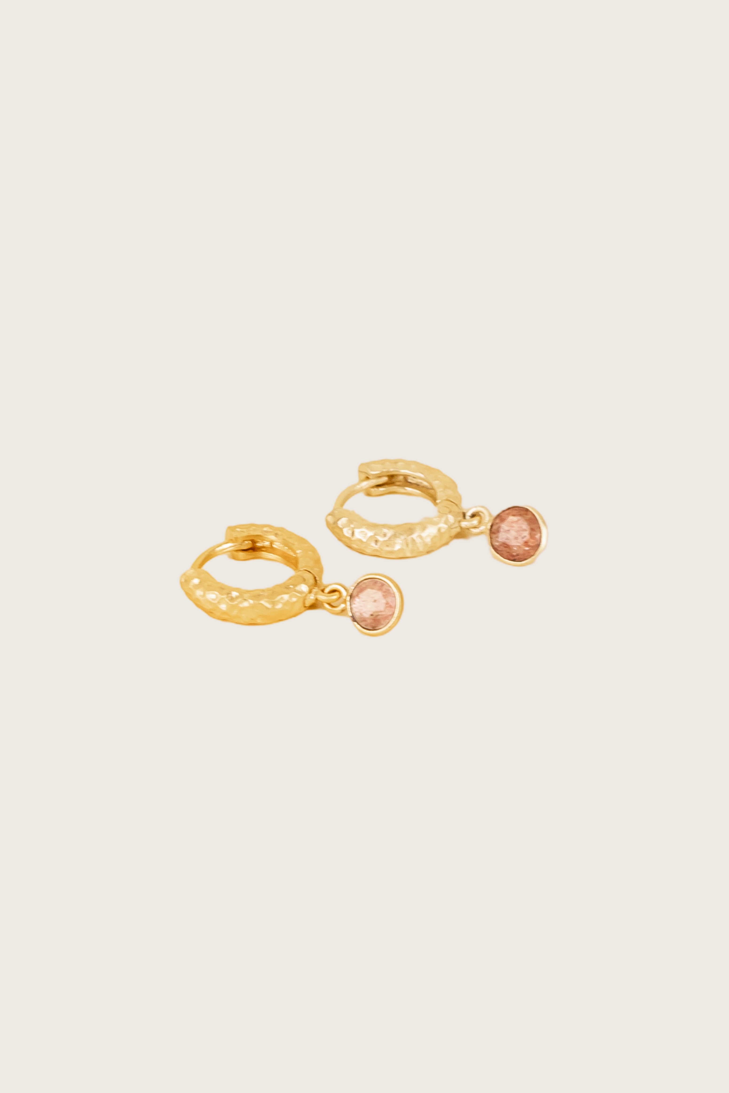 Tira 18K Recycled Fine Gold Plated Strawberry Quartz Earrings - 925 Silver Posts