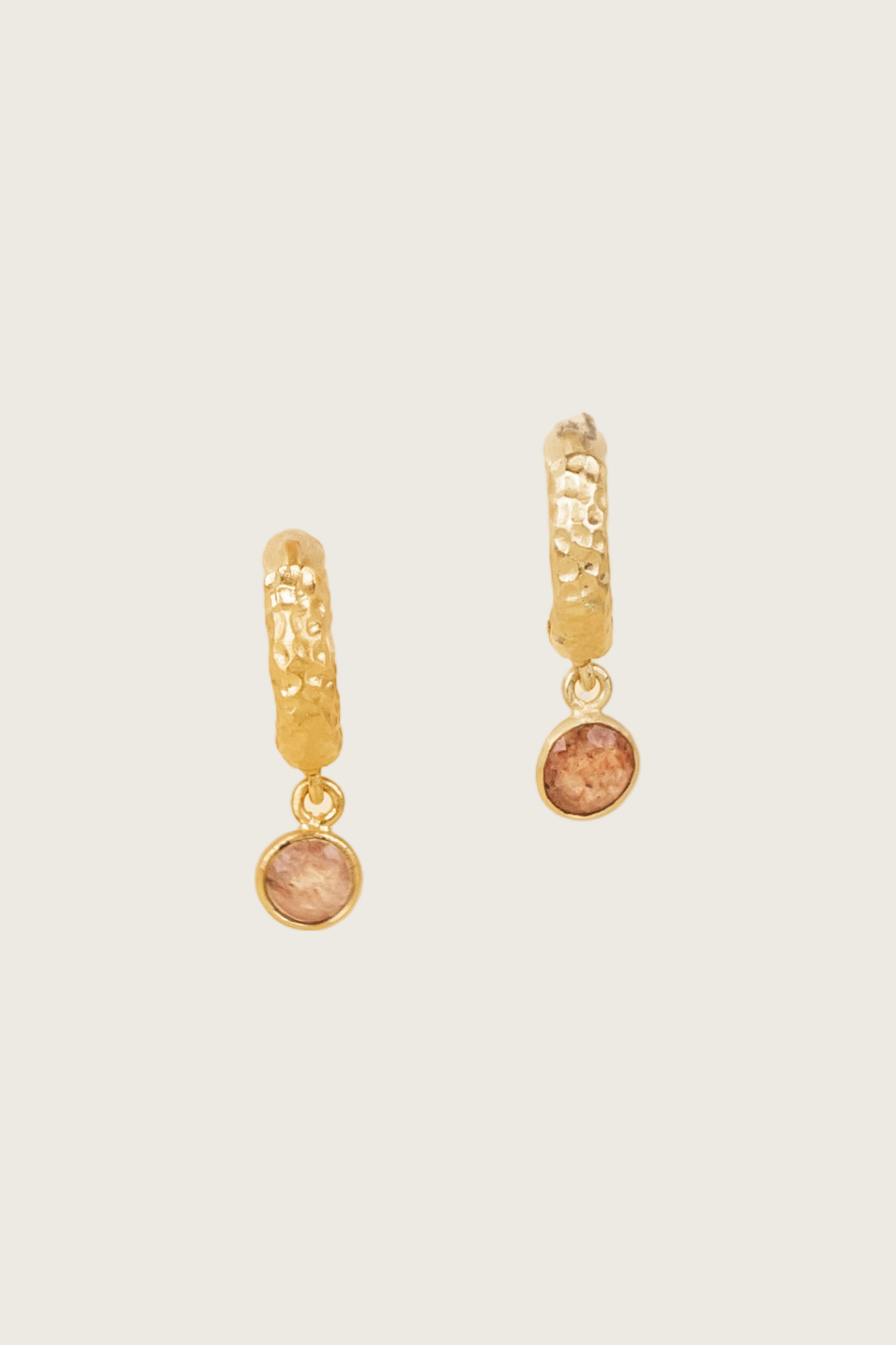 Tira 18K Recycled Fine Gold Plated Strawberry Quartz Earrings - 925 Silver Posts