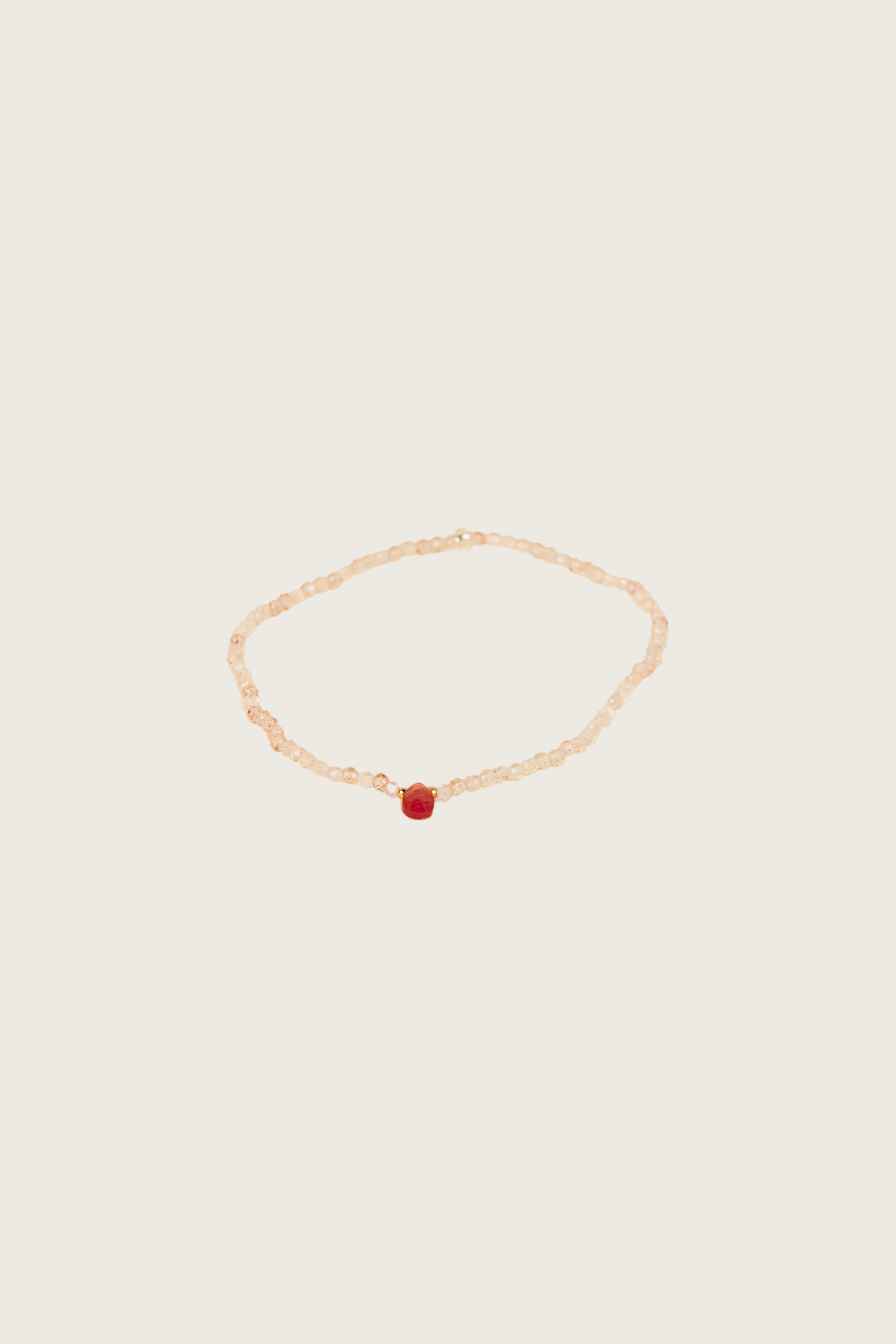 Trahir 14K Gold Inlay Rose Quartz / Crystal Bracelet