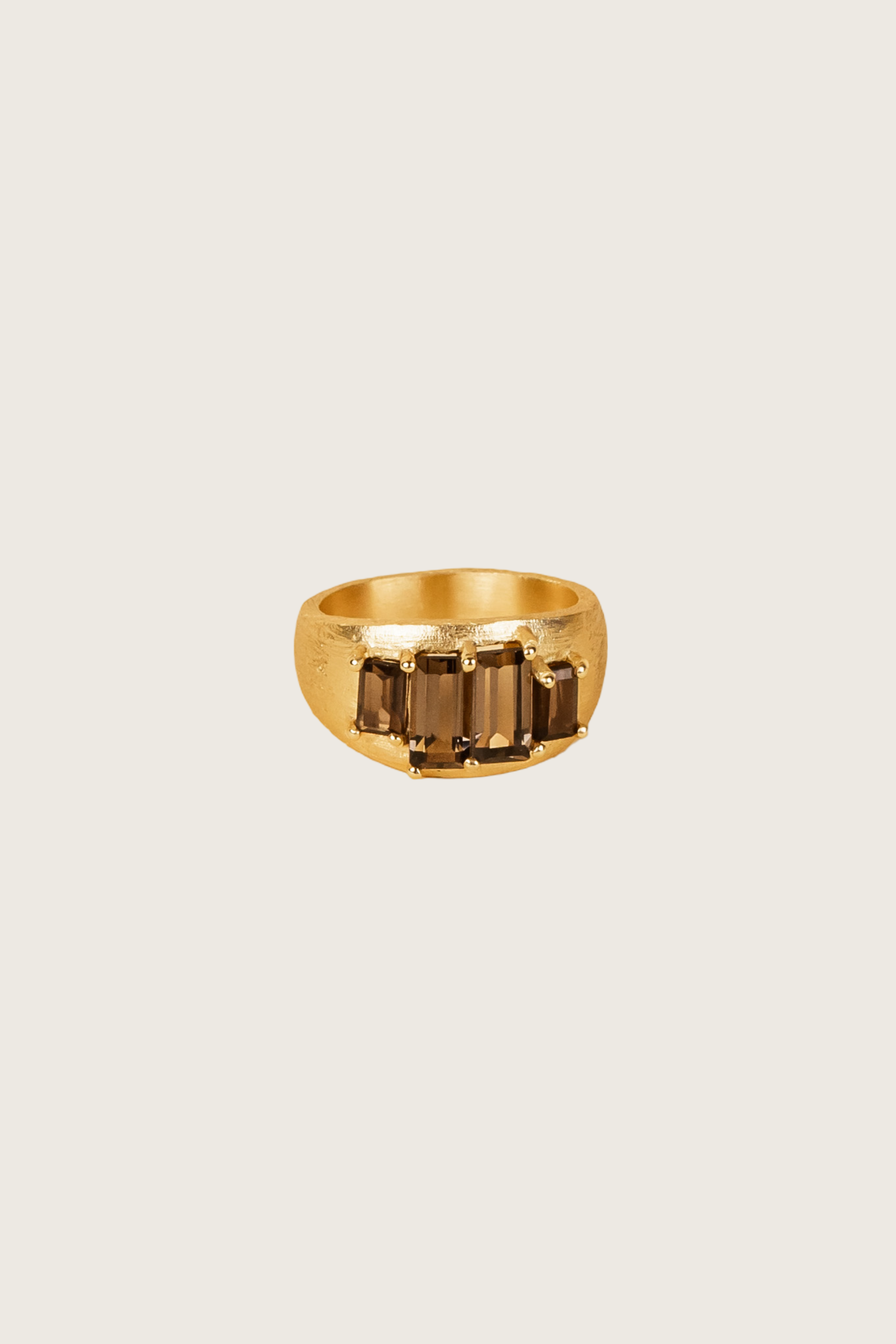Velora 18K Recycled Fine Gold Plated Smoky Topaz Ring