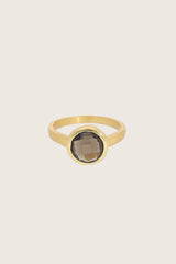 Anello Lysar placcato in oro fine riciclato 18K con topazio fumé