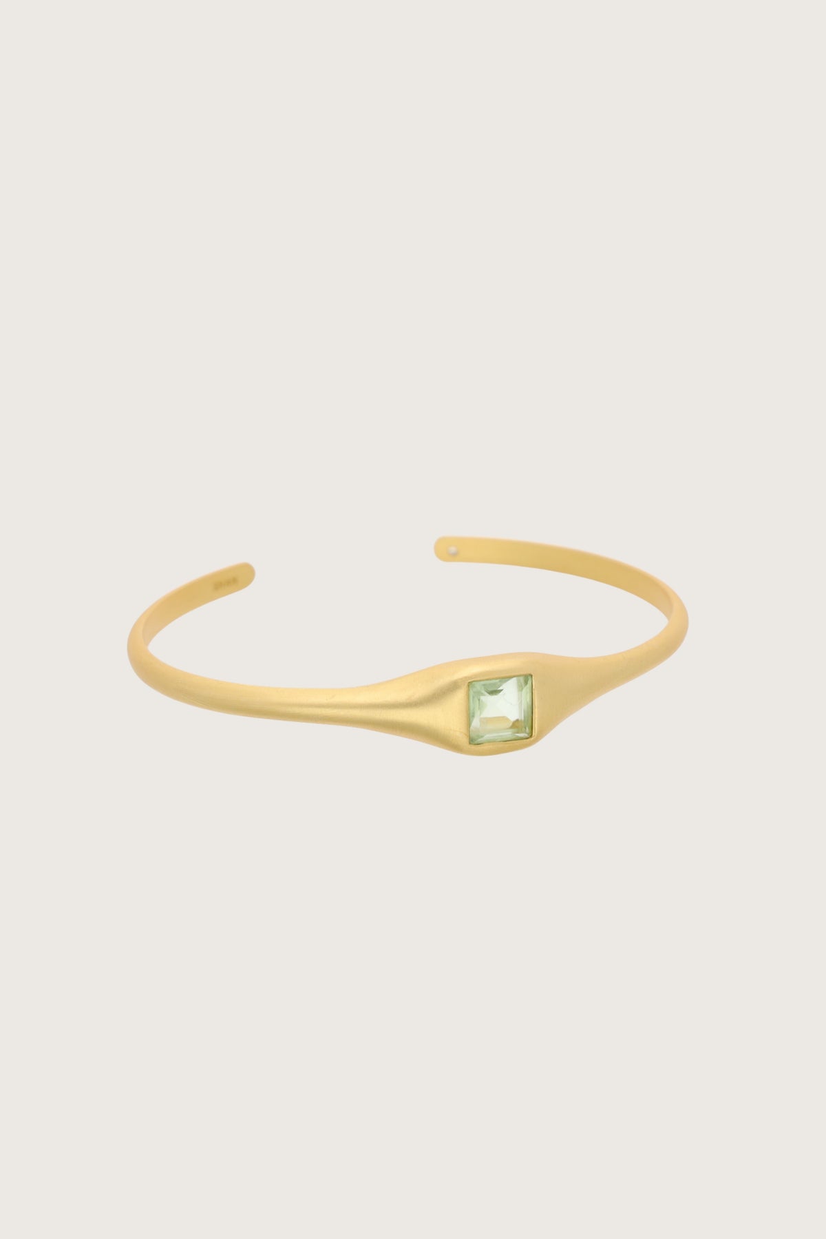 Bracciale Leher con ametista verde, placcato in oro fino riciclato 18K, con ametista verde