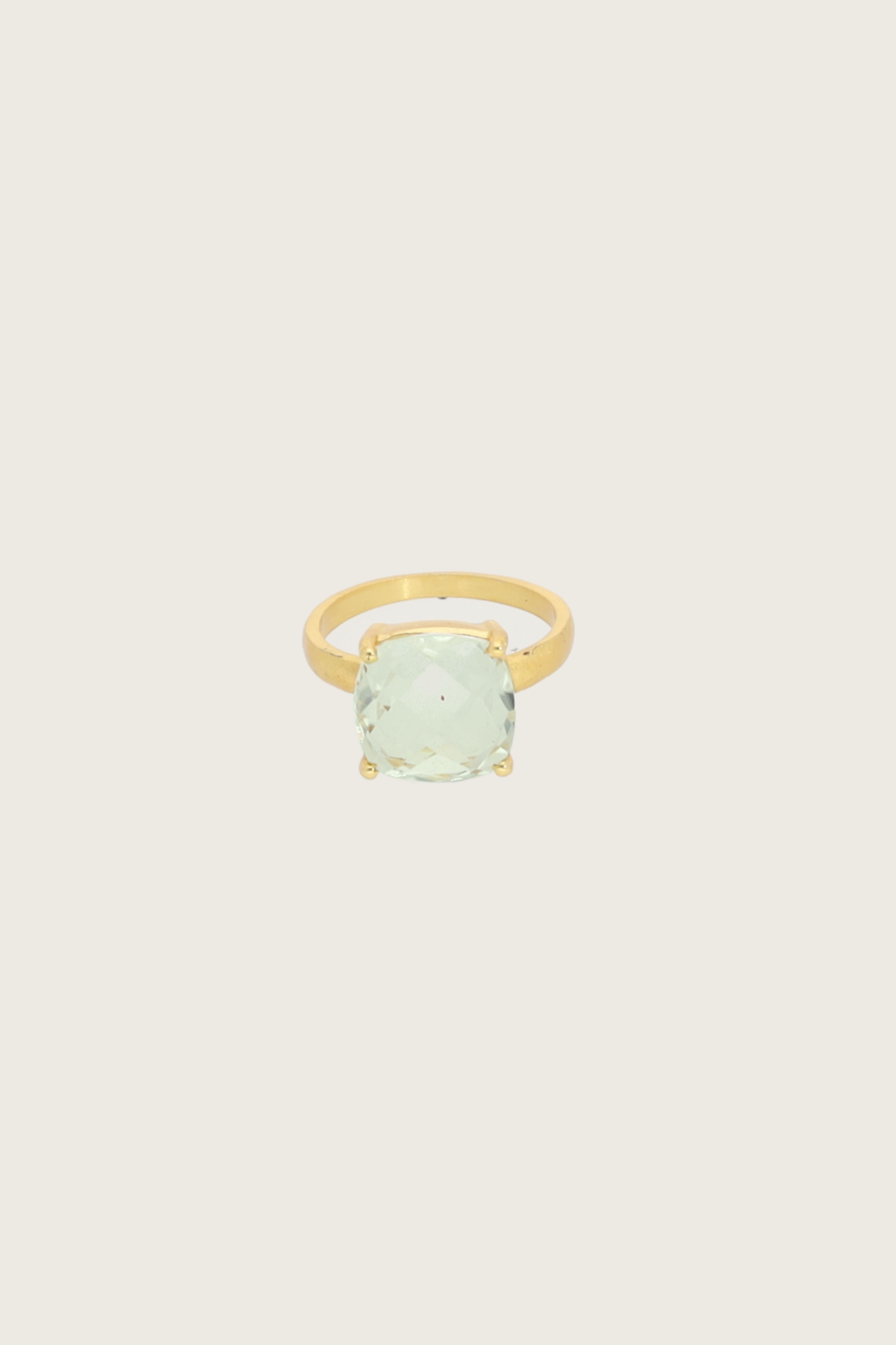 Manil 18K recycelter Feingold plattierter Ring mit grünem Amethyst