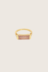 Geam 18K recycelter Feingold plattierter Erdbeerquarz-Ring