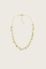 Collar Balah chapado en oro fino reciclado de 18K con morganita y topacio azul