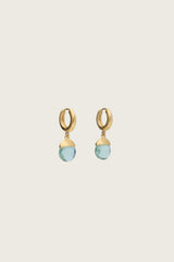 Orecchini Tirua placcati in oro fine riciclato 18K, topazio blu idro