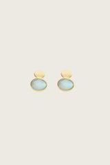 Robeli 18K Recycled Fine Gold Plated Blue Topaz Earrings - 925 Silver Posts
